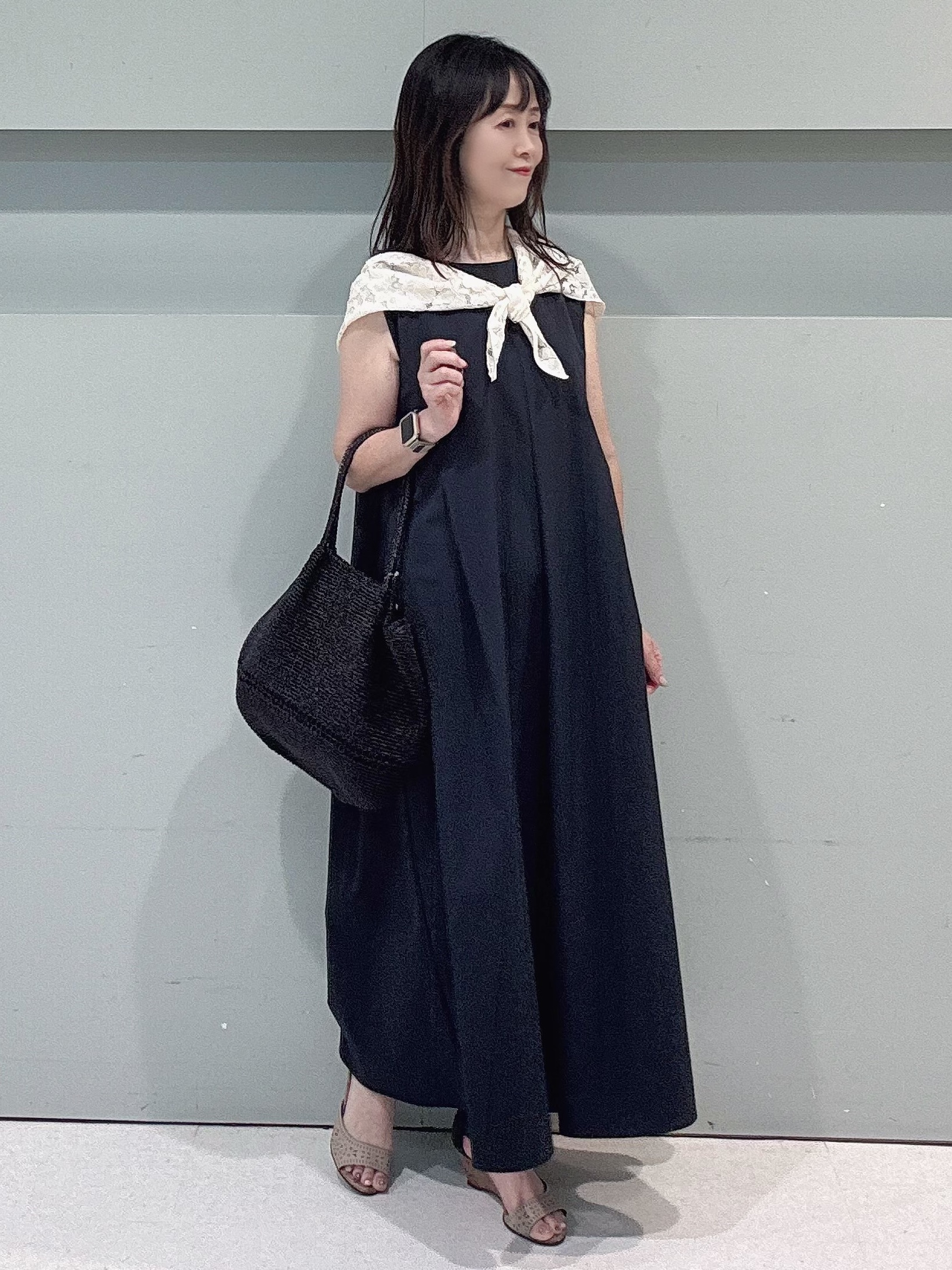 makiさんの「UNTITLED｜【残暑も快適/接触冷感/UVカット/吸水速乾】Aラインロングワンピース」を使ったコーディネート