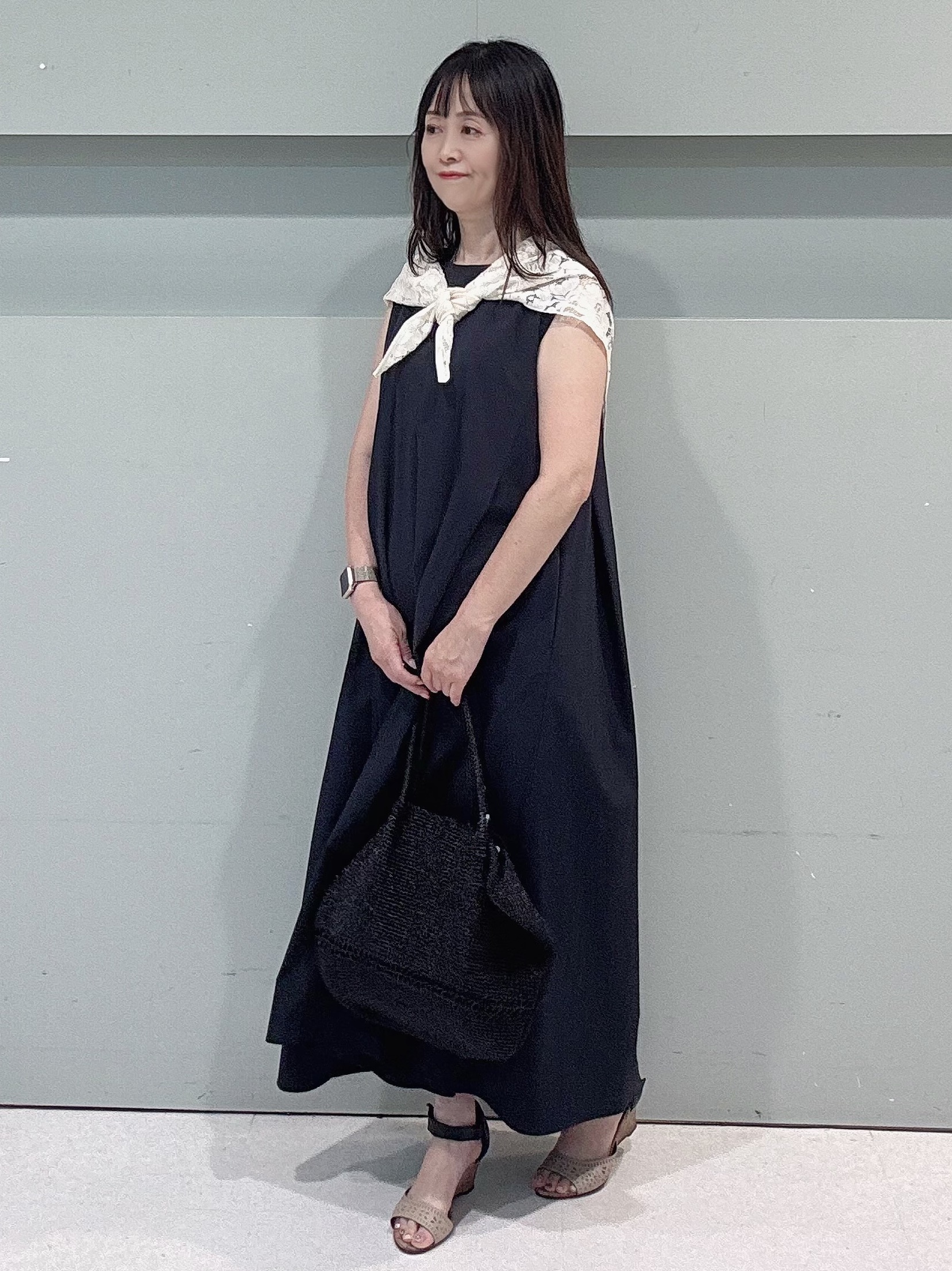 makiさんの「UNTITLED｜【残暑も快適/接触冷感/UVカット/吸水速乾】Aラインロングワンピース」を使ったコーディネート