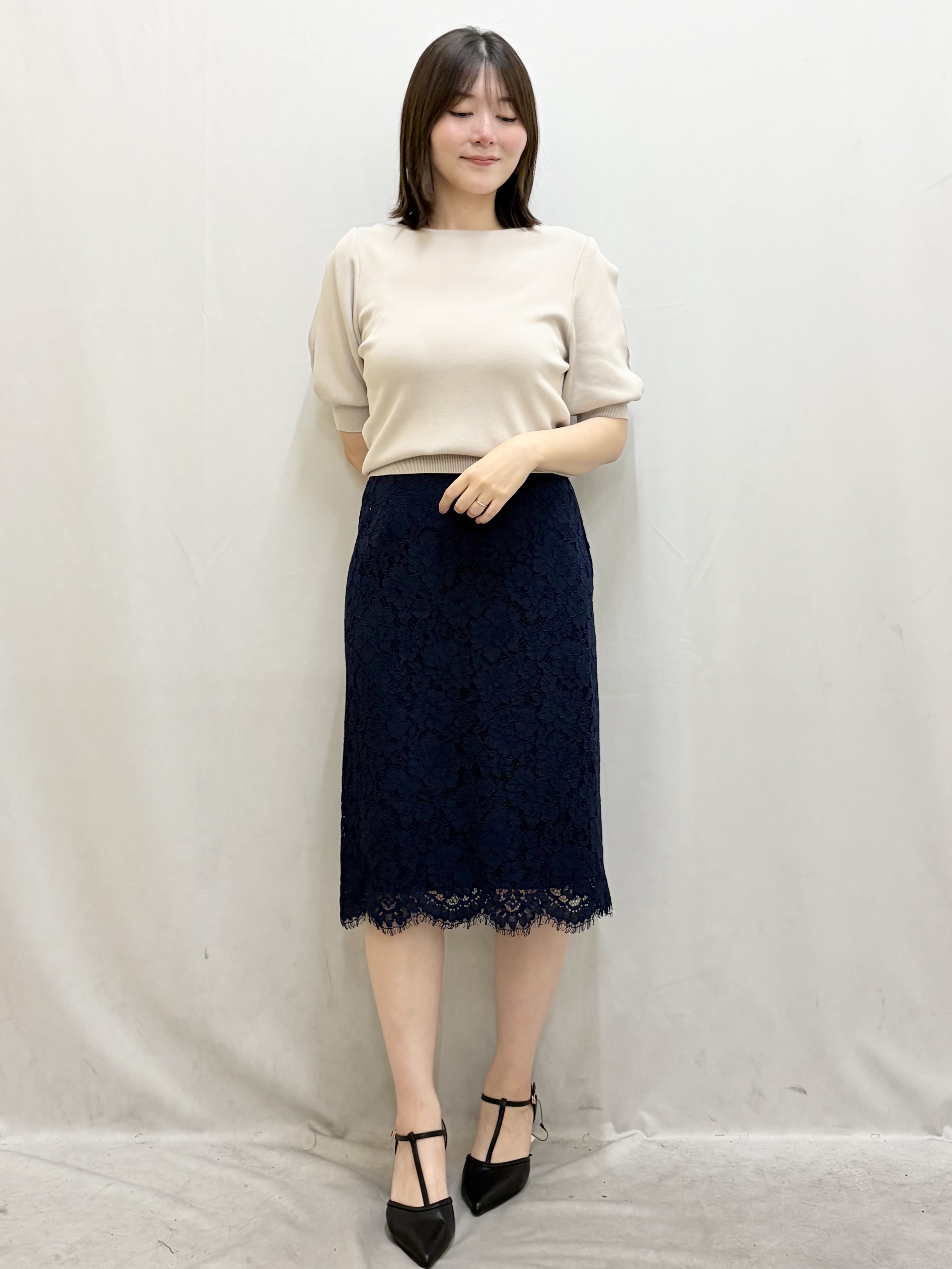 kasumiさんの「index｜【接触冷感／UVケア】クールタッチラップスリーブニット《洗濯機OK／XS～3L／9col》」を使ったコーディネート