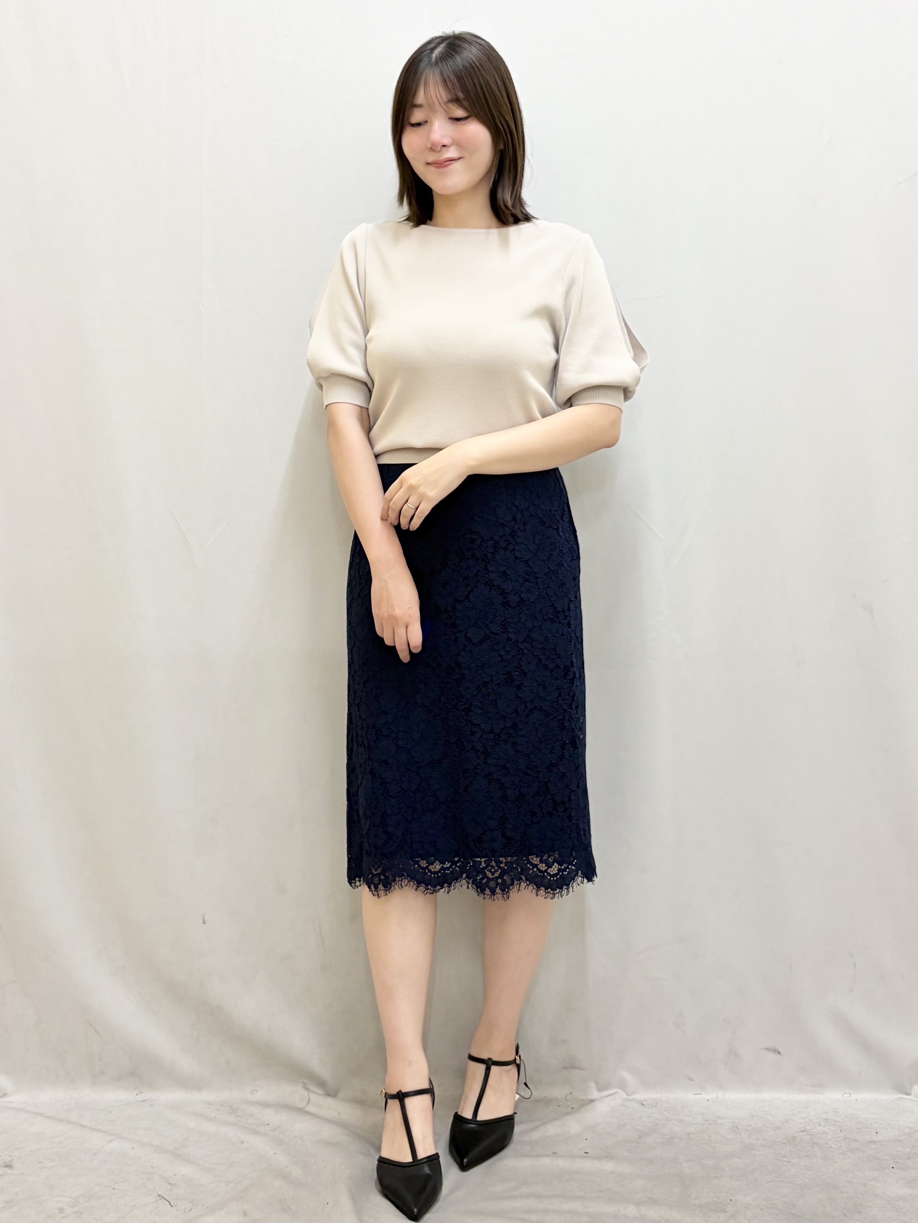 kasumiさんの「index｜【接触冷感／UVケア】クールタッチラップスリーブニット《洗濯機OK／XS～3L／9col》」を使ったコーディネート