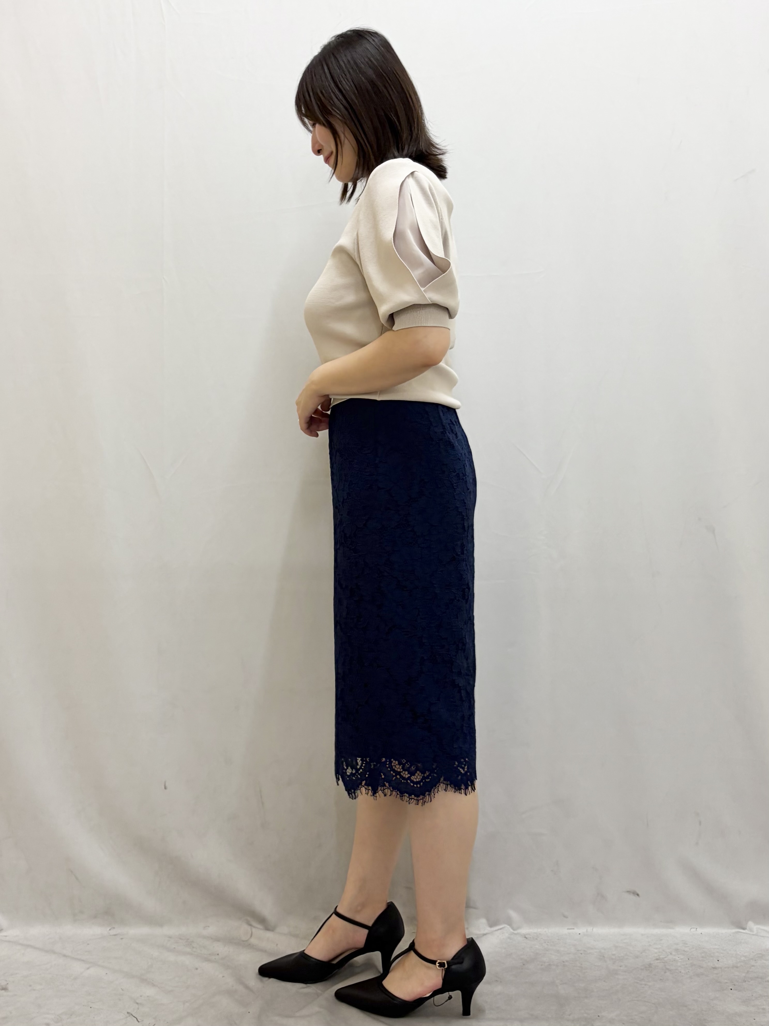 kasumiさんの「index｜【接触冷感／UVケア】クールタッチラップスリーブニット《洗濯機OK／XS～3L／9col》」を使ったコーディネート