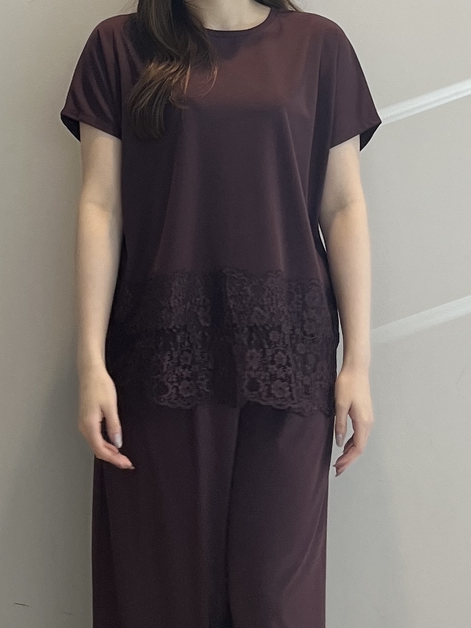 sayaさんの「grove｜【SET UP可】ポンチシリーズ／裾レースドルマンカットソー」を使ったコーディネート
