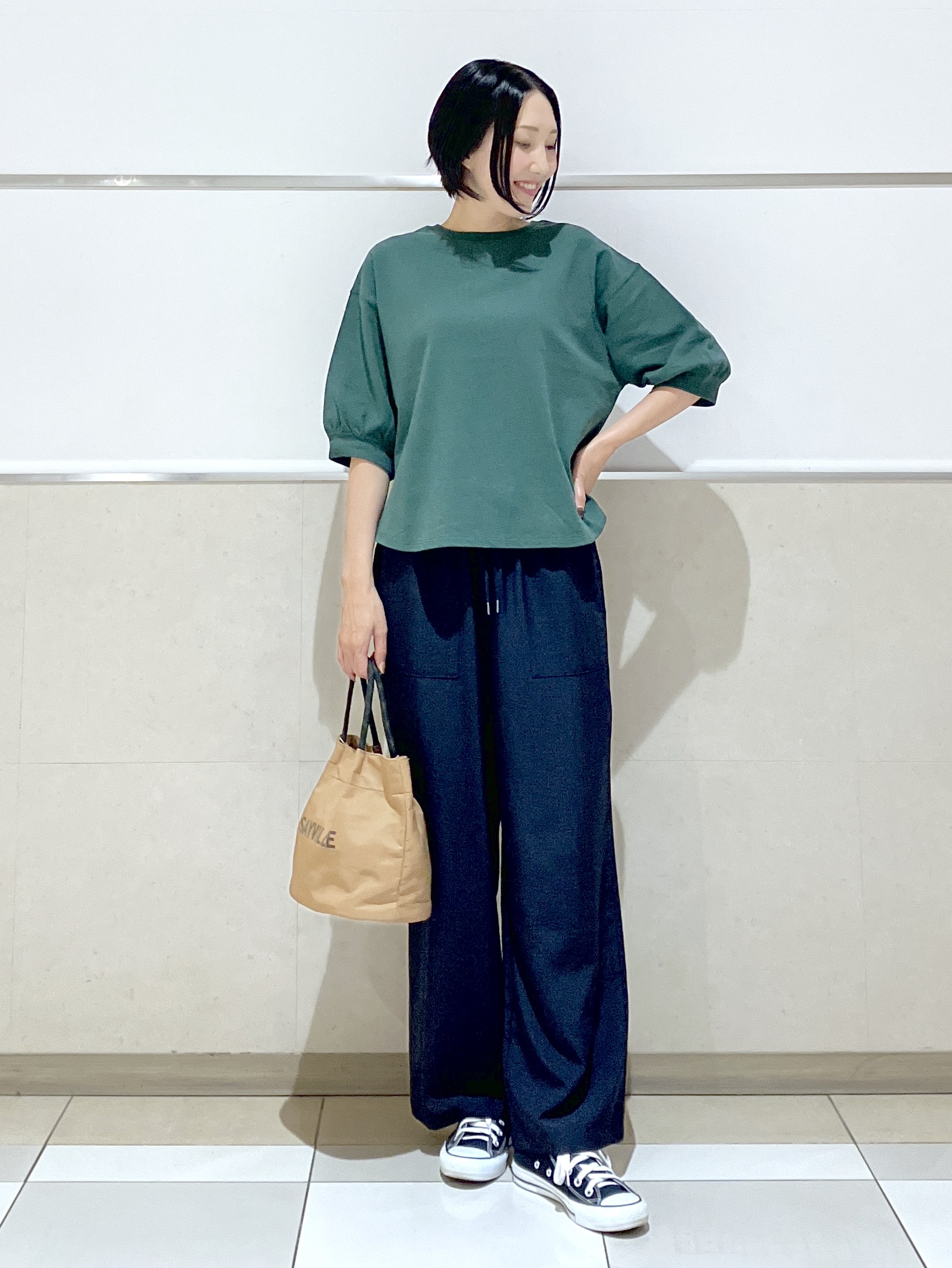 eriko さんの「Dessin｜【高レビュー/洗える/XS-L】バックヘンリーミニ裏毛 5分袖」を使ったコーディネート