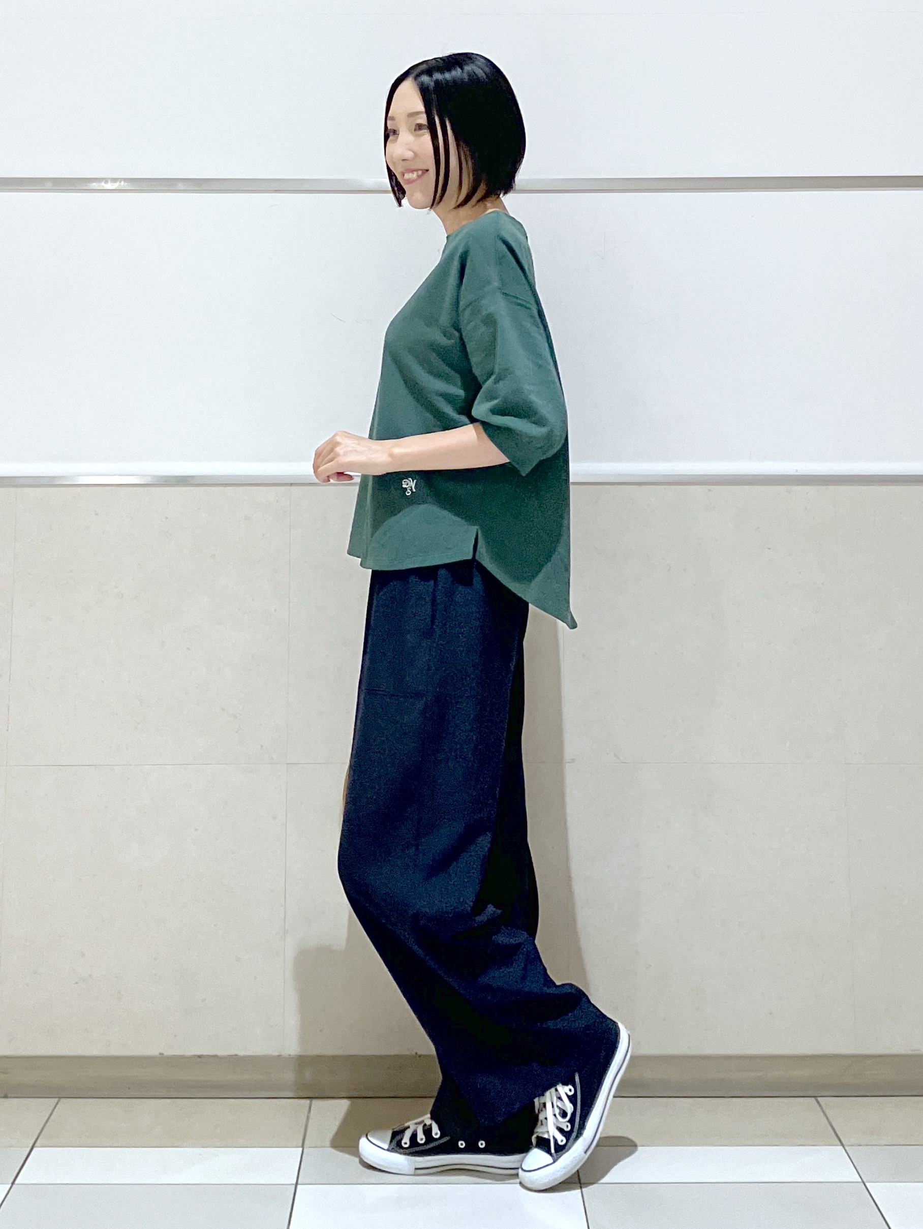 eriko さんの「Dessin｜【高レビュー/洗える/XS-L】バックヘンリーミニ裏毛 5分袖」を使ったコーディネート