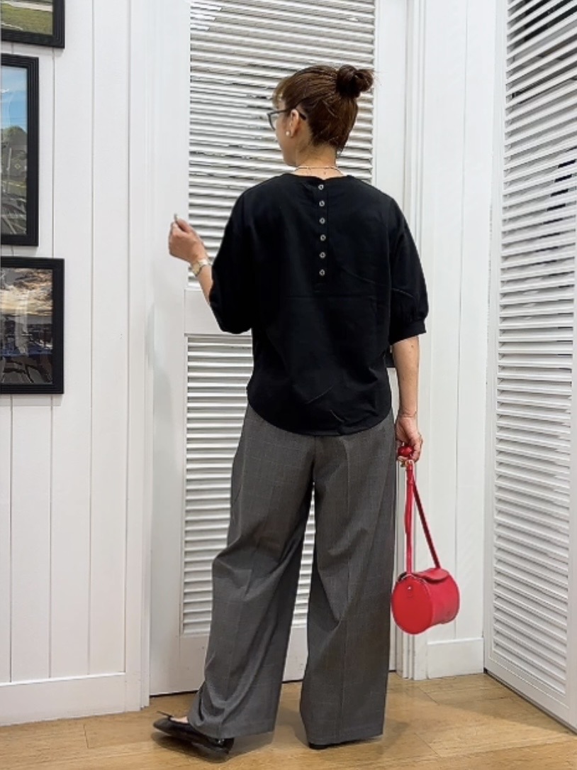 Yasucoさんの「Dessin｜【高レビュー/洗える/XS-L】バックヘンリーミニ裏毛 5分袖」を使ったコーディネート