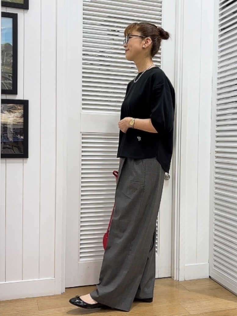 Yasucoさんの「Dessin｜【高レビュー/洗える/XS-L】バックヘンリーミニ裏毛 5分袖」を使ったコーディネート