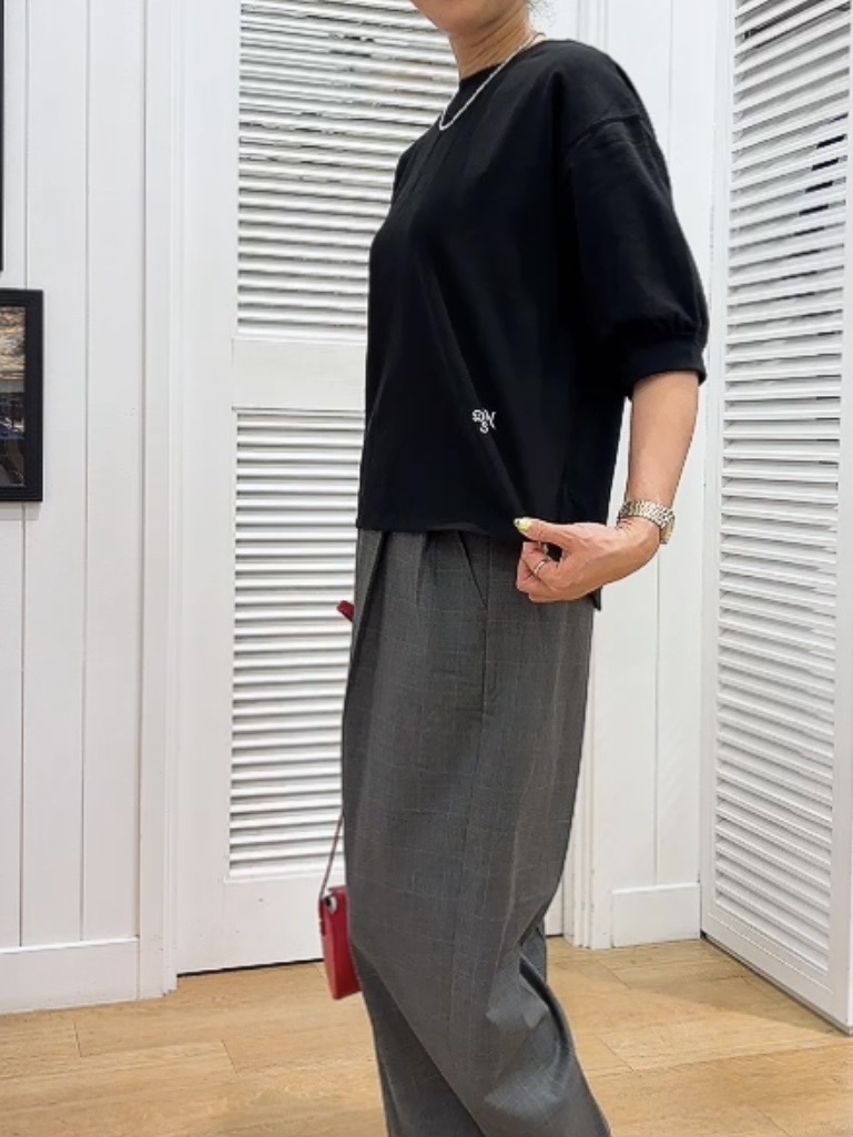 Yasucoさんの「Dessin｜【高レビュー/洗える/XS-L】バックヘンリーミニ裏毛 5分袖」を使ったコーディネート