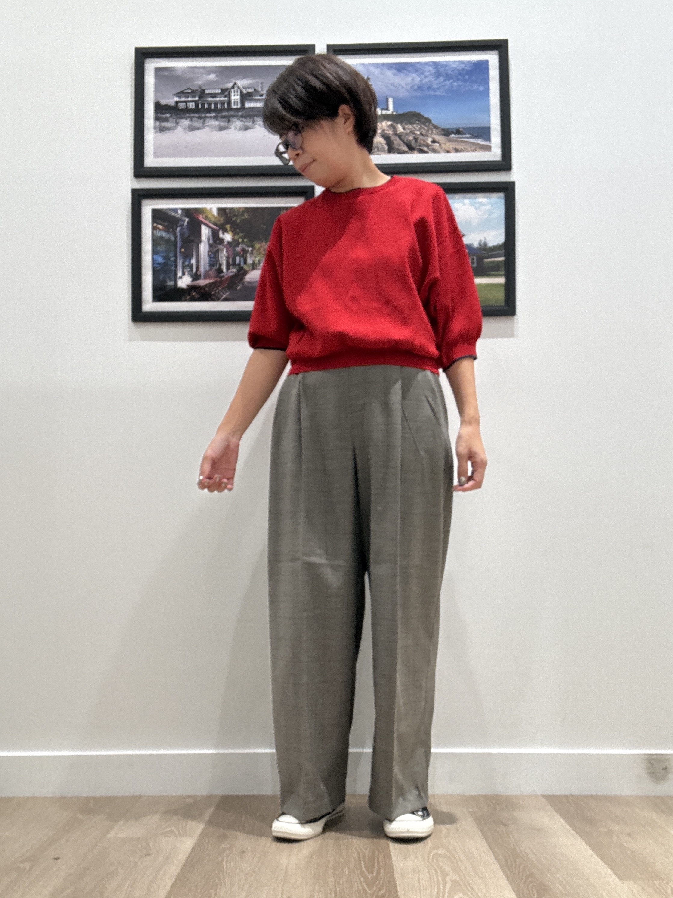 Naoさんの「Dessin｜【高レビュー/UVカット/洗濯機OK】6分袖配色ニット」を使ったコーディネート