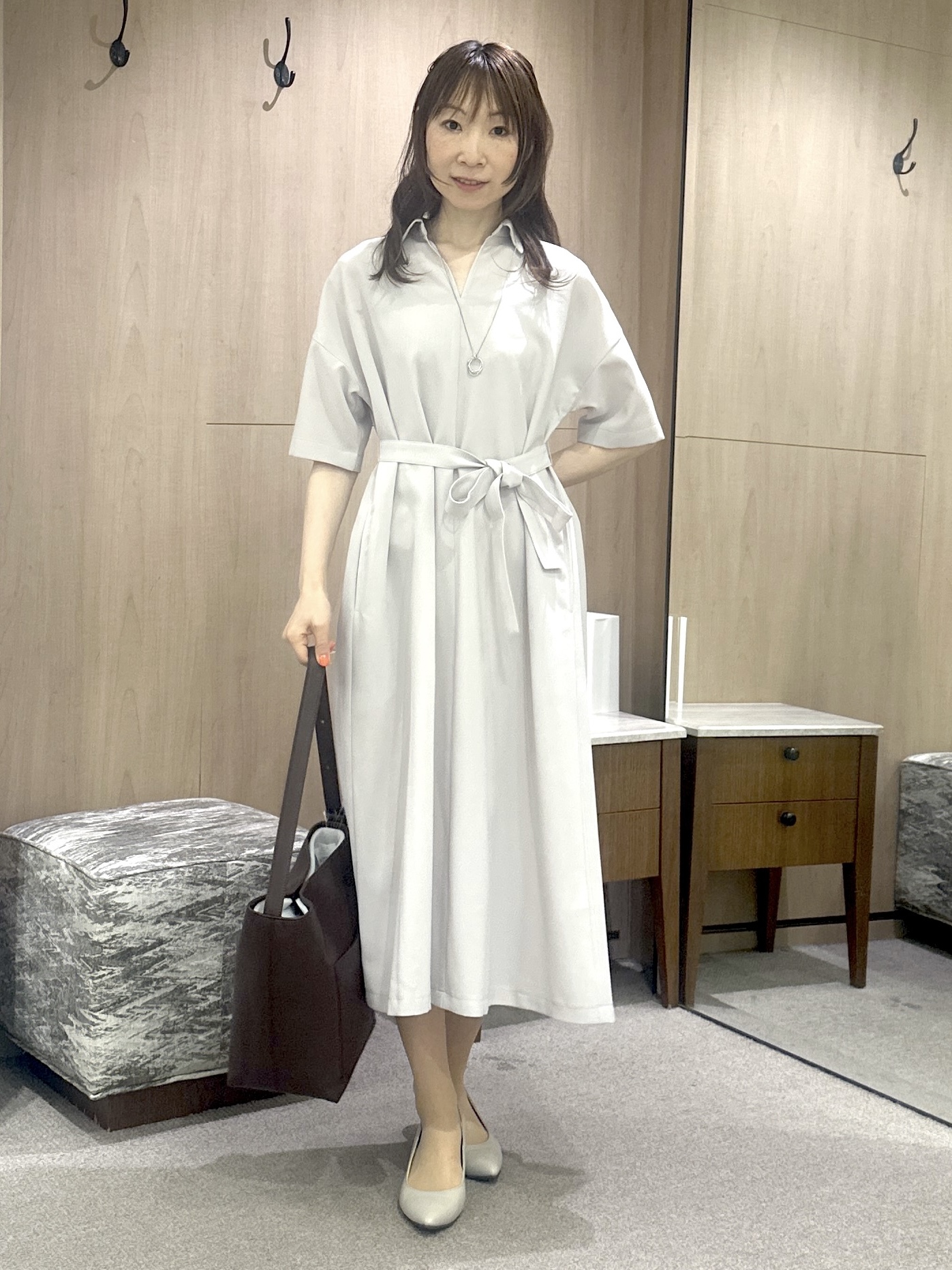Miwaさんの「UNTITLED｜【残暑も快適/UVカット/接触冷感】エアリークールワンピース」を使ったコーディネート