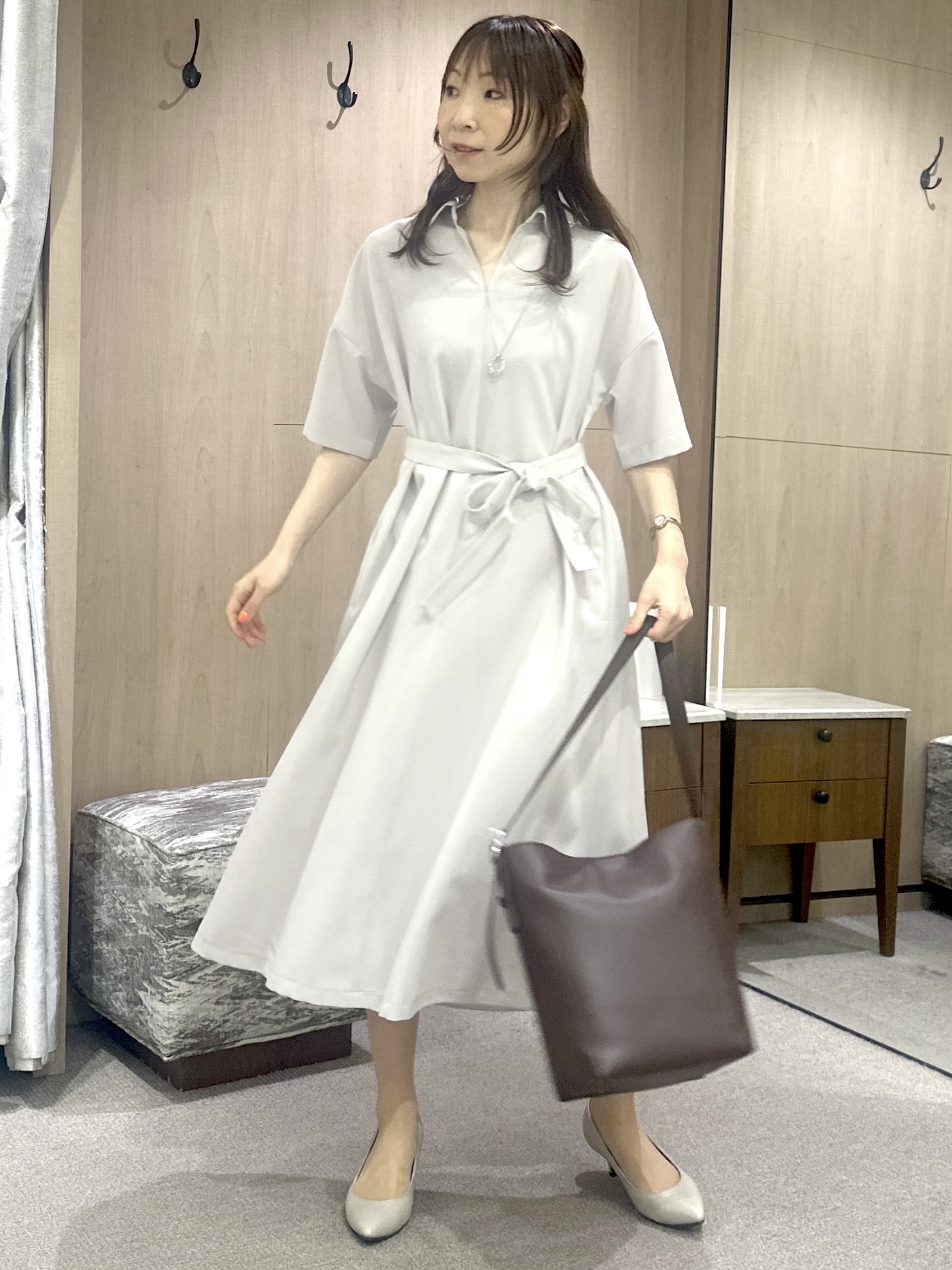 Miwaさんの「UNTITLED｜【残暑も快適/UVカット/接触冷感】エアリークールワンピース」を使ったコーディネート