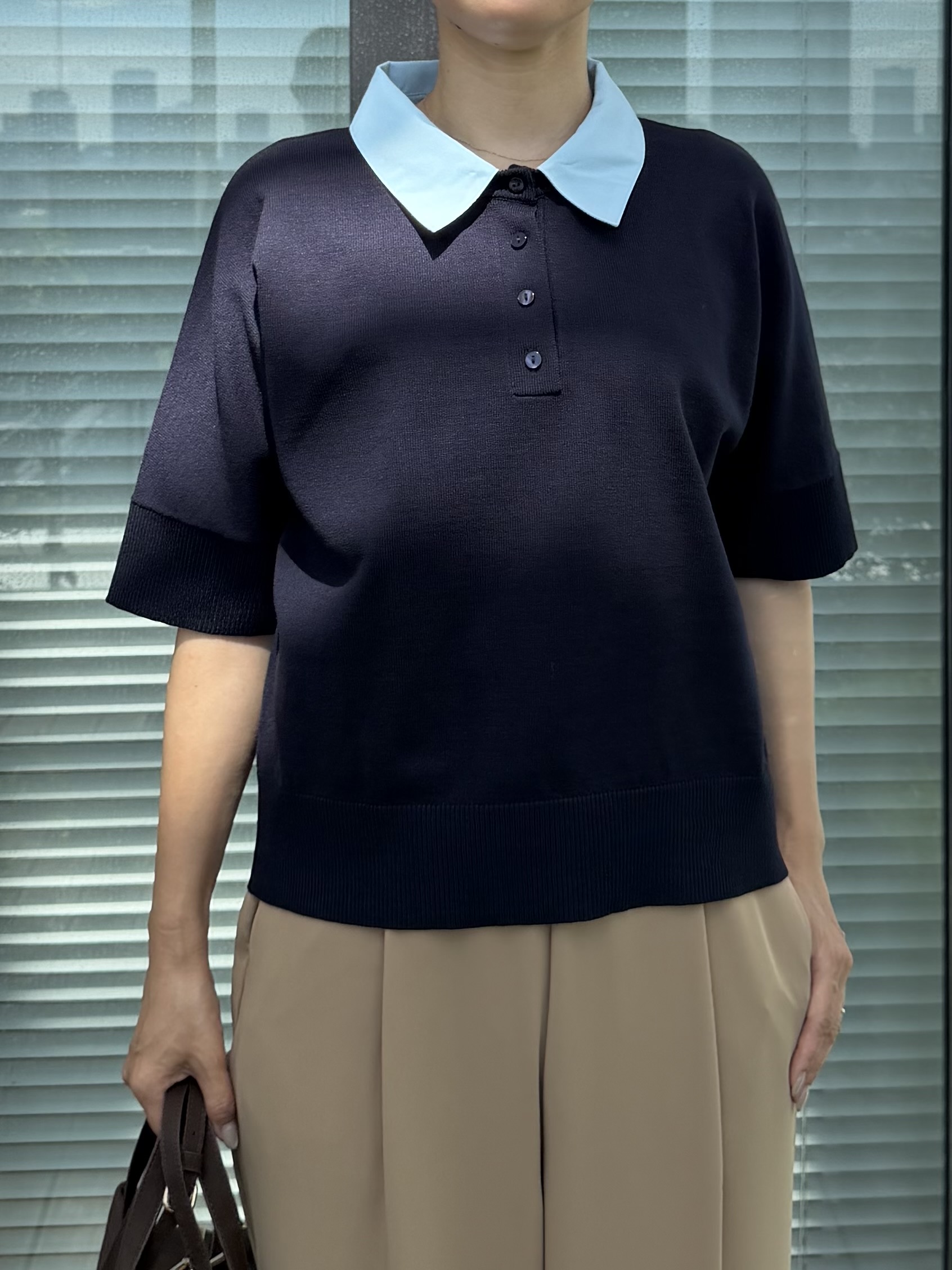 Mariko.Sさんの「OPAQUE.CLIP｜【森絵梨佳さん着用】2WAY衿ドッキングニット《洗濯機OK》」を使ったコーディネート