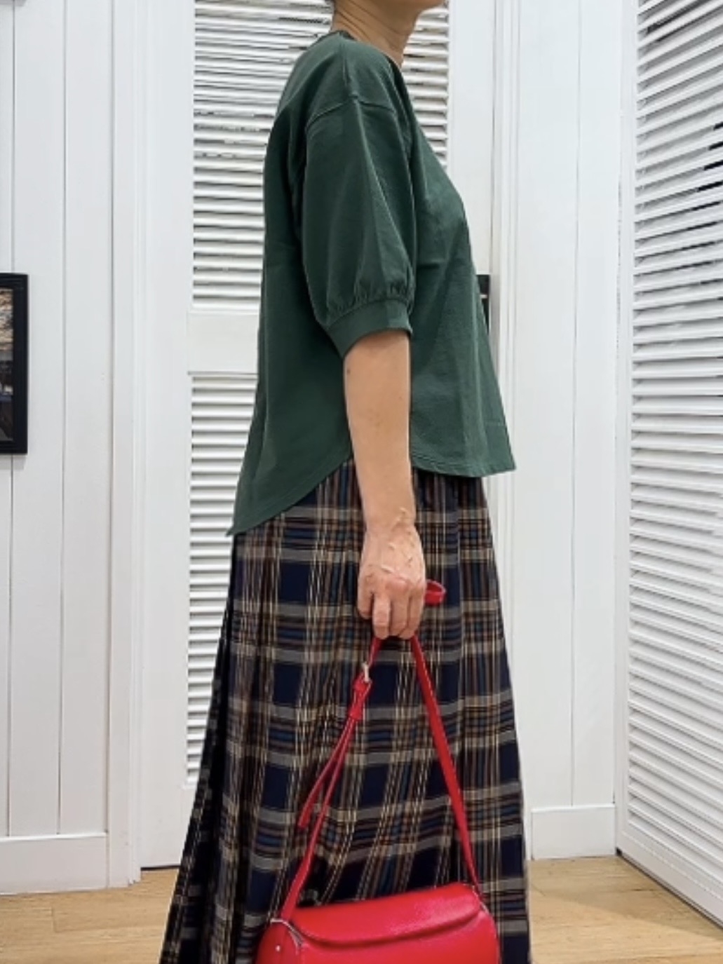 Yasucoさんの「Dessin｜【高レビュー/洗える/XS-L】バックヘンリーミニ裏毛 5分袖」を使ったコーディネート
