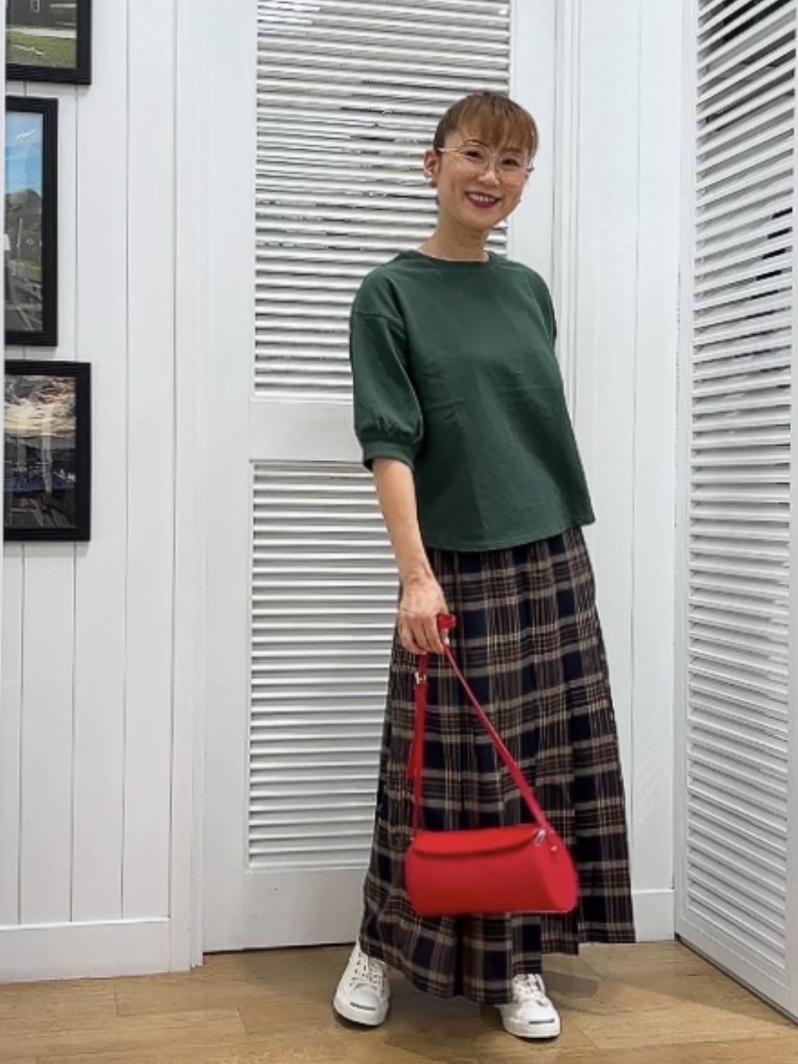 Yasucoさんの「Dessin｜【高レビュー/洗える/XS-L】バックヘンリーミニ裏毛 5分袖」を使ったコーディネート