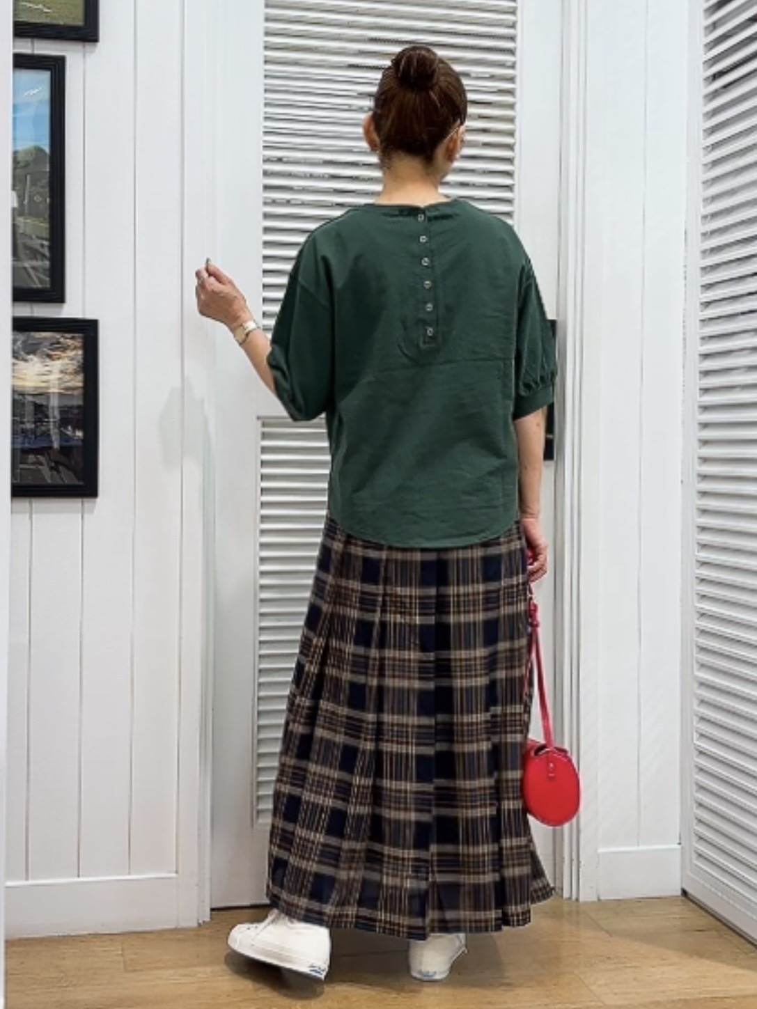 Yasucoさんの「Dessin｜【高レビュー/洗える/XS-L】バックヘンリーミニ裏毛 5分袖」を使ったコーディネート