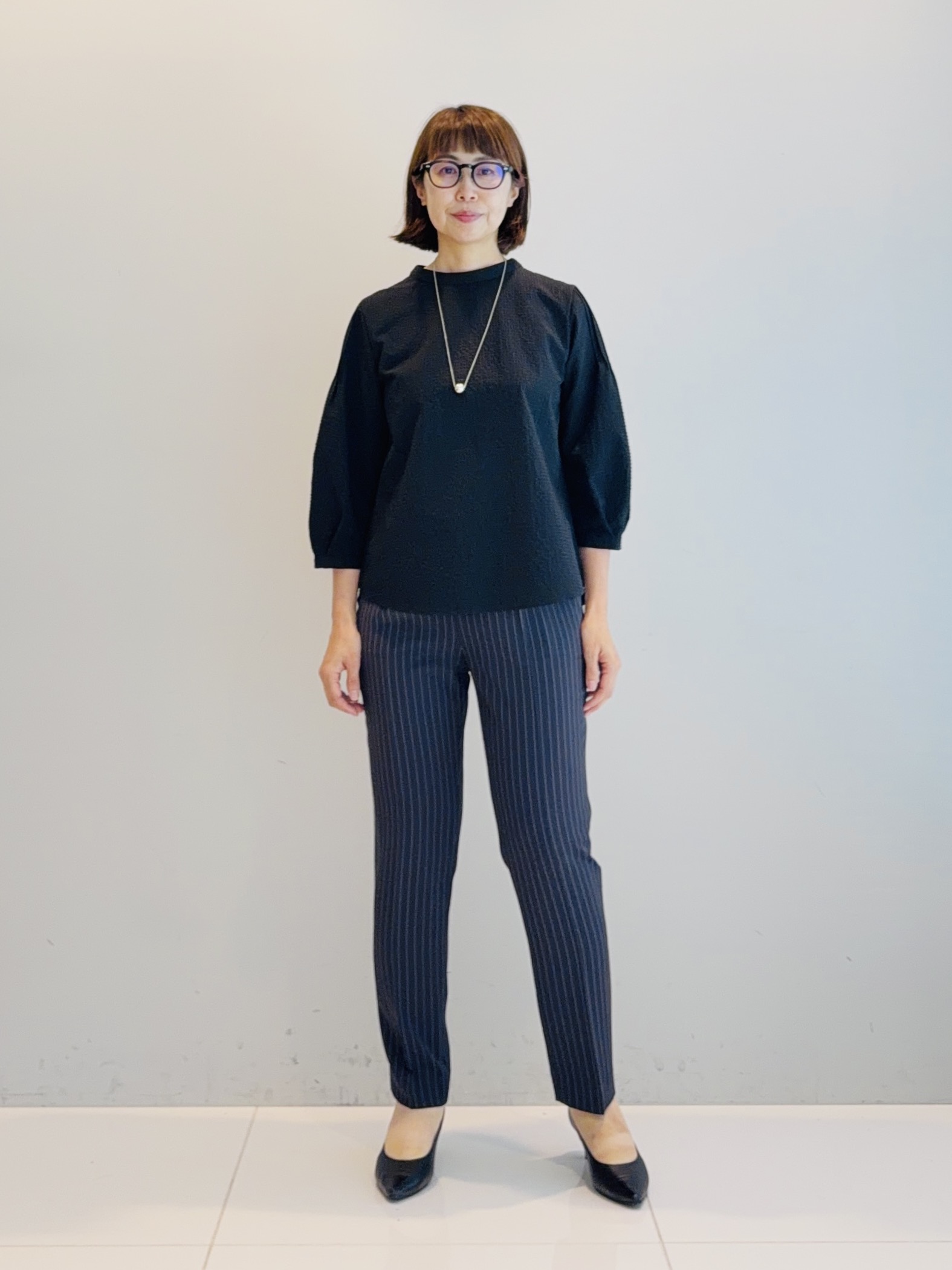 murayamaさんの「INDIVI｜【初秋にピッタリ！／洗える】凹凸素材ミニスタンドトップス」を使ったコーディネート