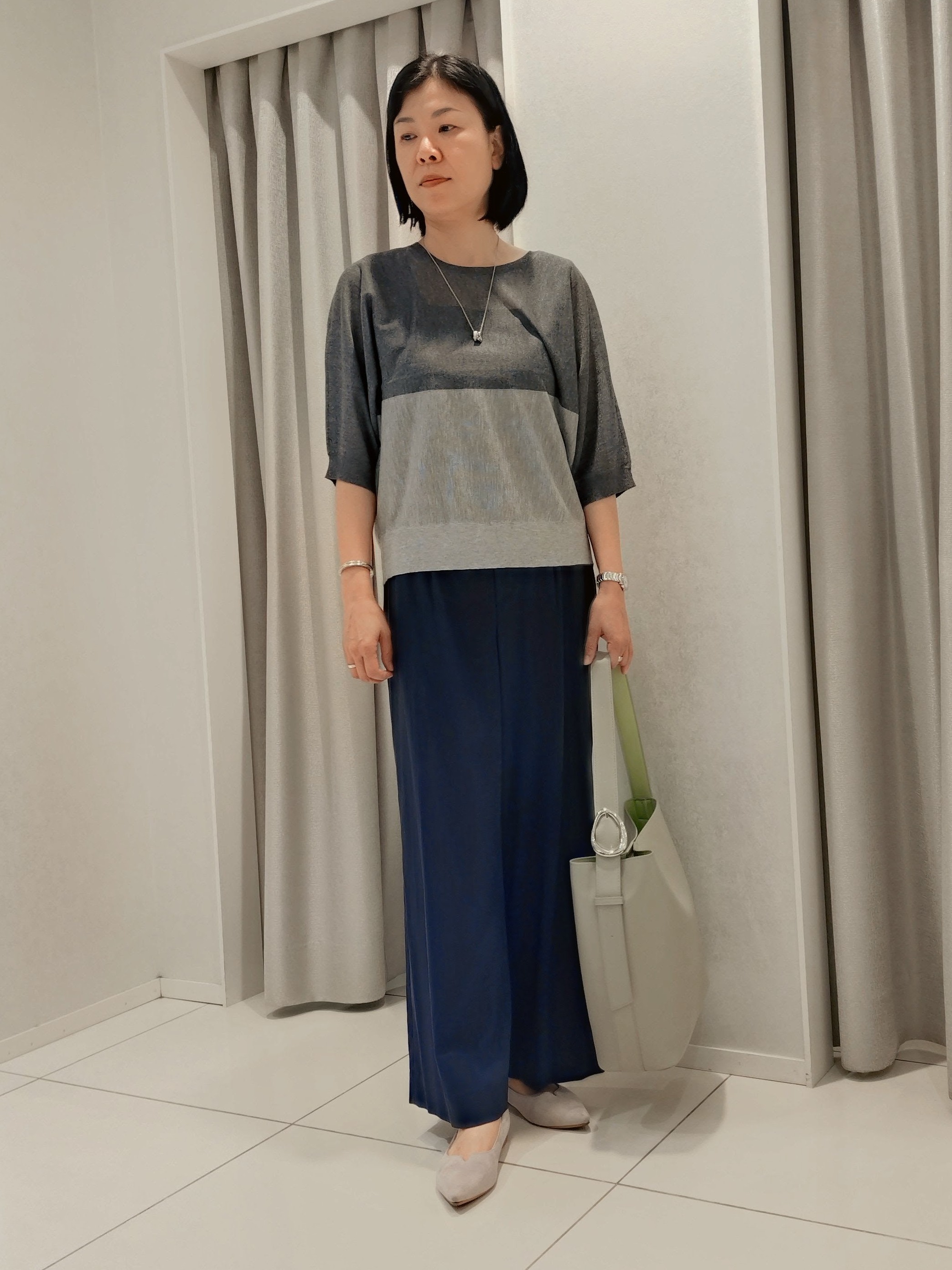 WATAさんの「UNTITLED｜【体型カバー／洗える】シアードルマンニット」を使ったコーディネート