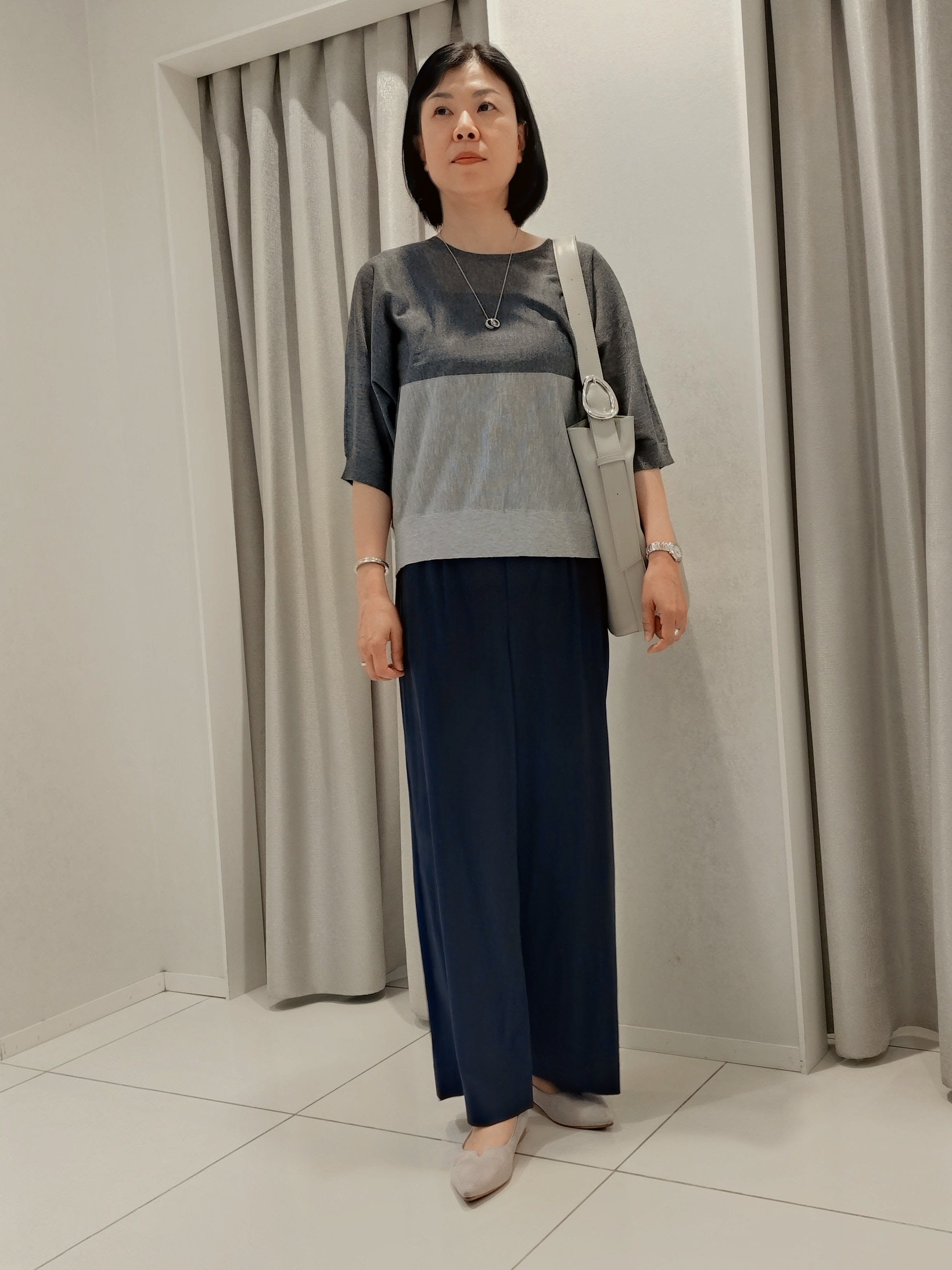 WATAさんの「UNTITLED｜【体型カバー／洗える】シアードルマンニット」を使ったコーディネート