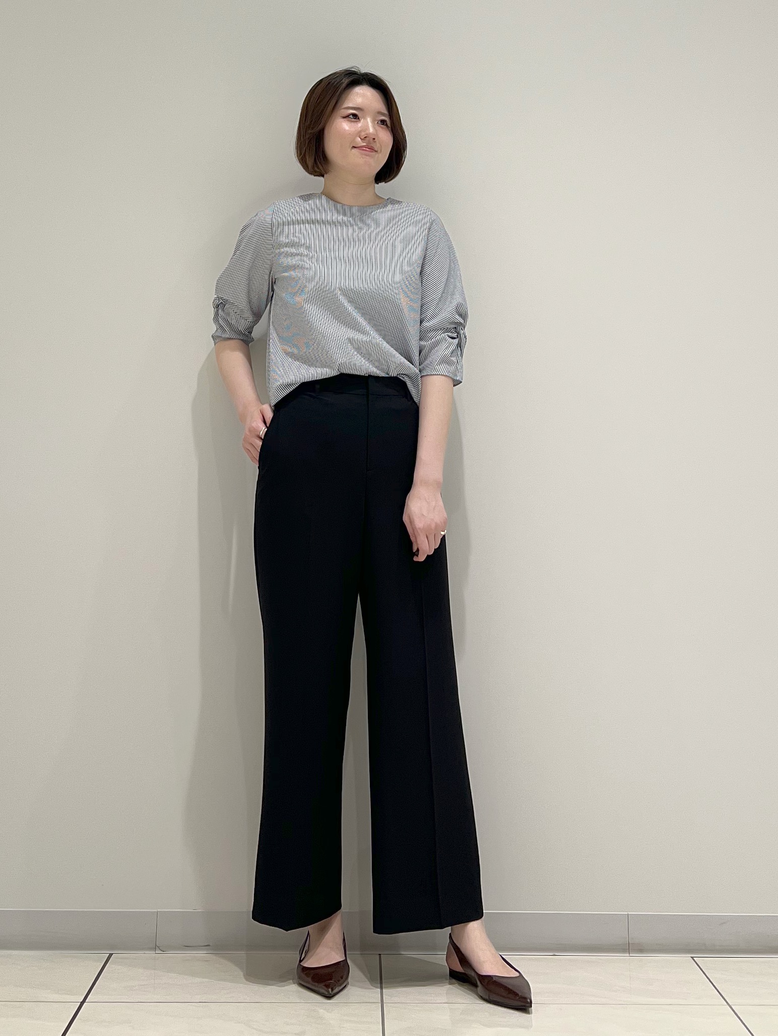 T.Kさんの「INDIVI｜【洗える／UVケア】ねじり袖サッカートップス」を使ったコーディネート