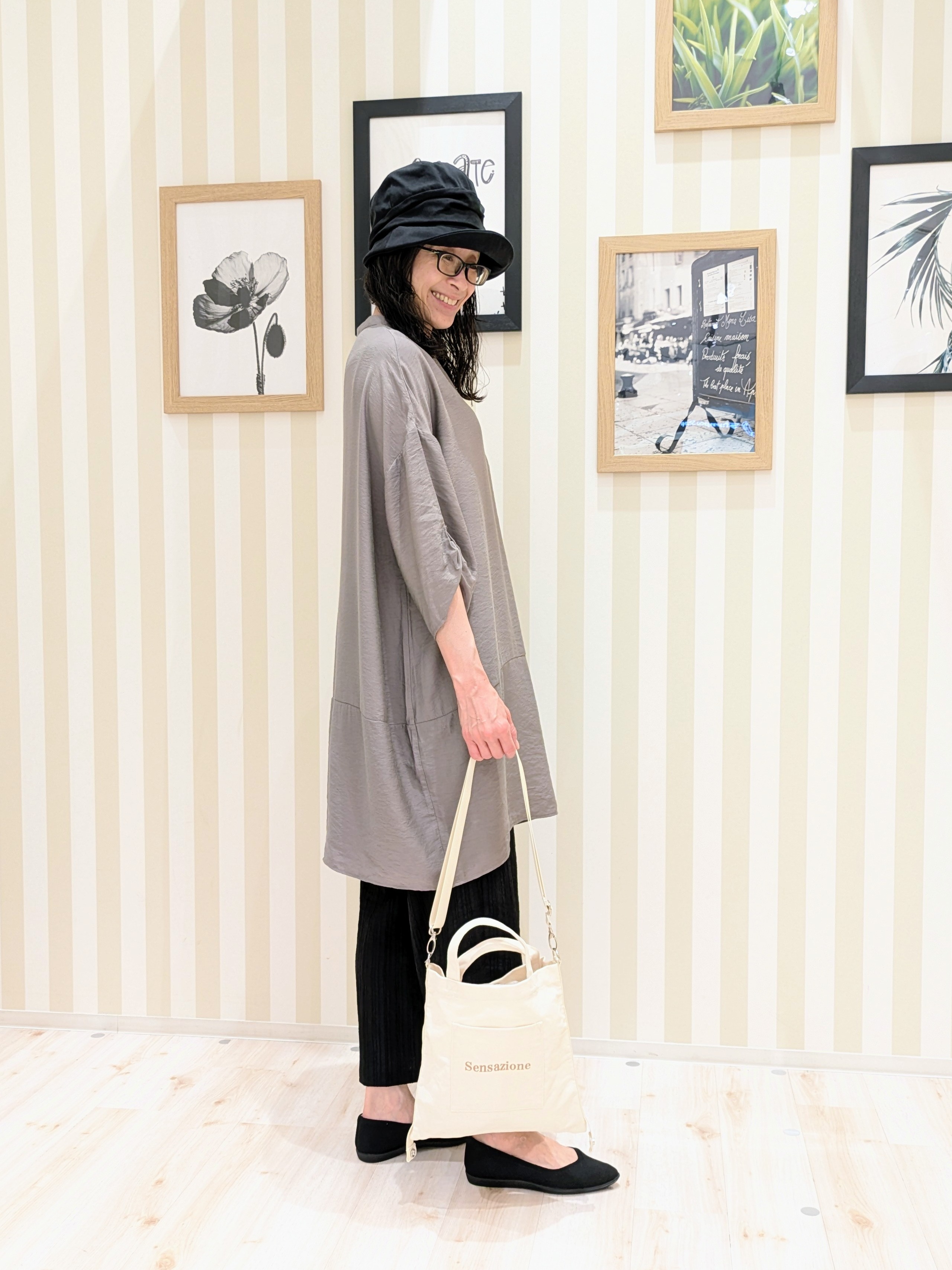 Mikiさんの「SHOO･LA･RUE｜【S-LL/洗濯後しわになりにくい】ゆるっと体型カバー 7分袖コクーンチュニック」を使ったコーディネート