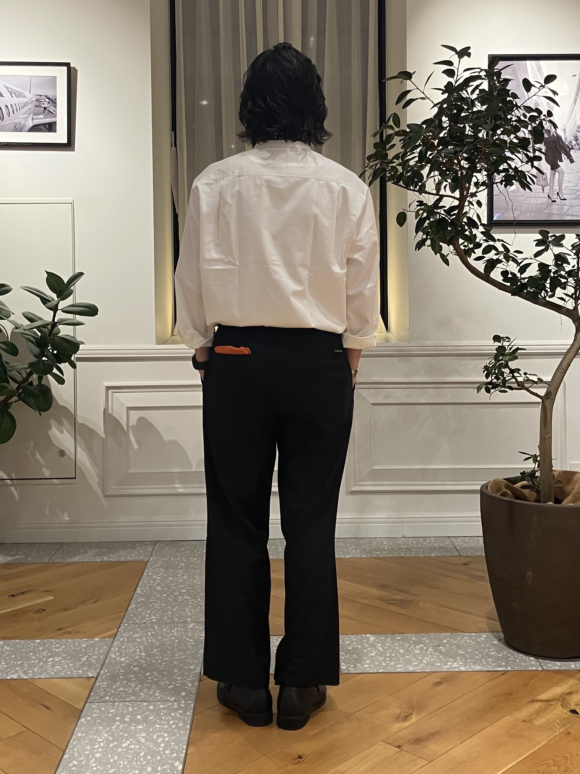 junyaさんの「DRESSTERIOR｜【日本製】バンドカラー高密度ツイルシャツ」を使ったコーディネート