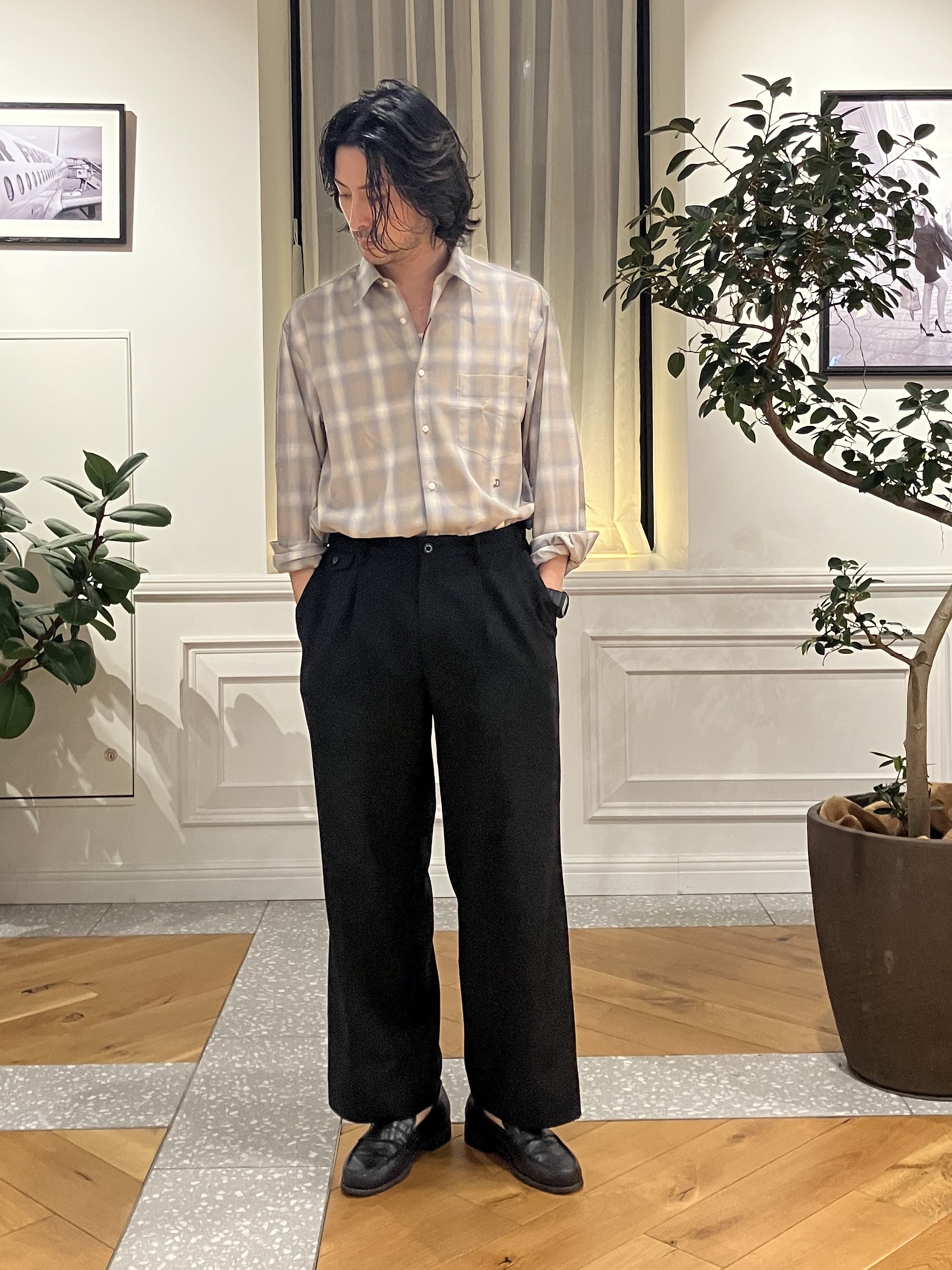 junyaさんの「DRESSTERIOR｜【日本製】オンブレーチェックシャツ」を使ったコーディネート