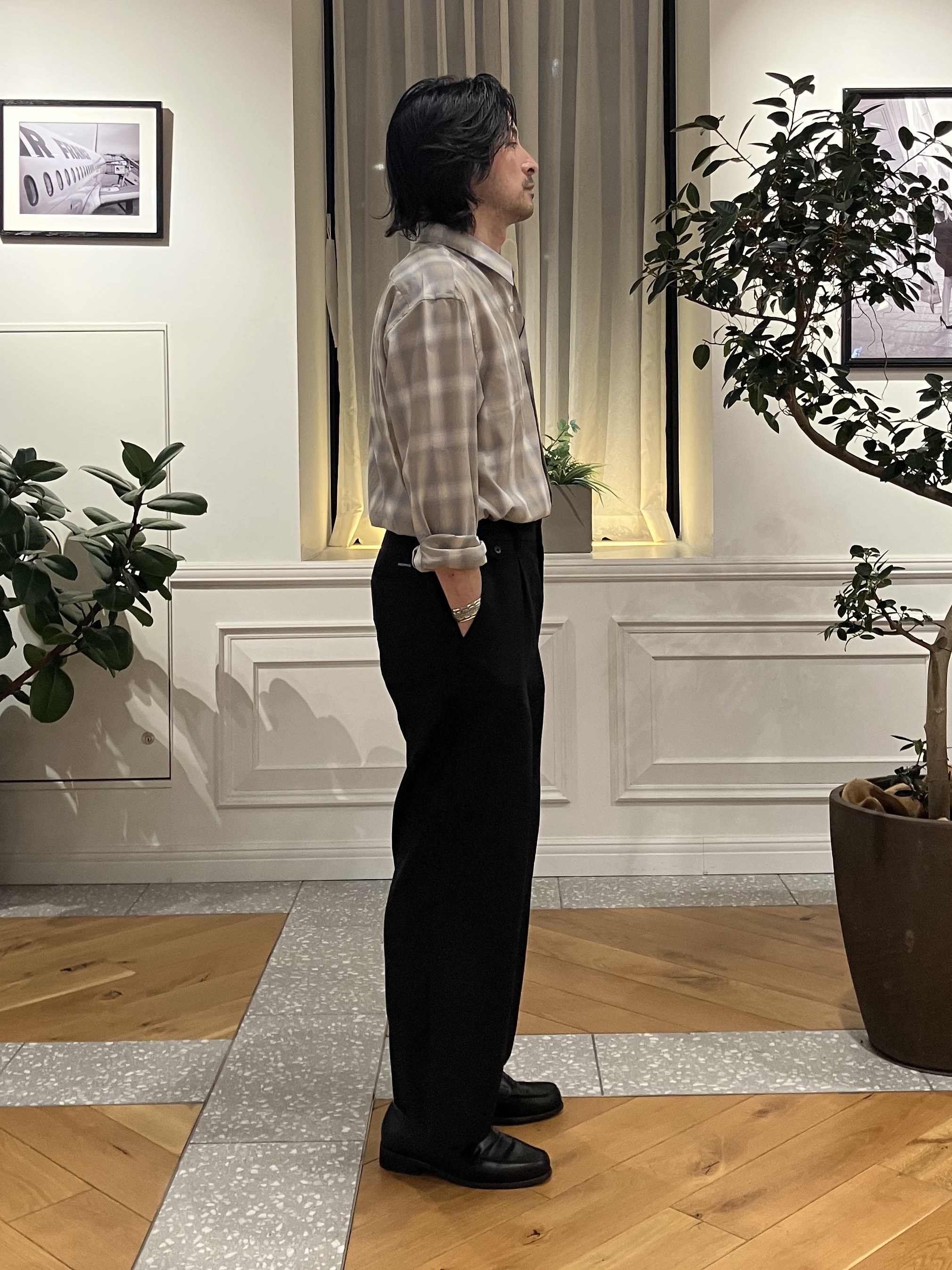 junyaさんの「DRESSTERIOR｜【日本製】オンブレーチェックシャツ」を使ったコーディネート