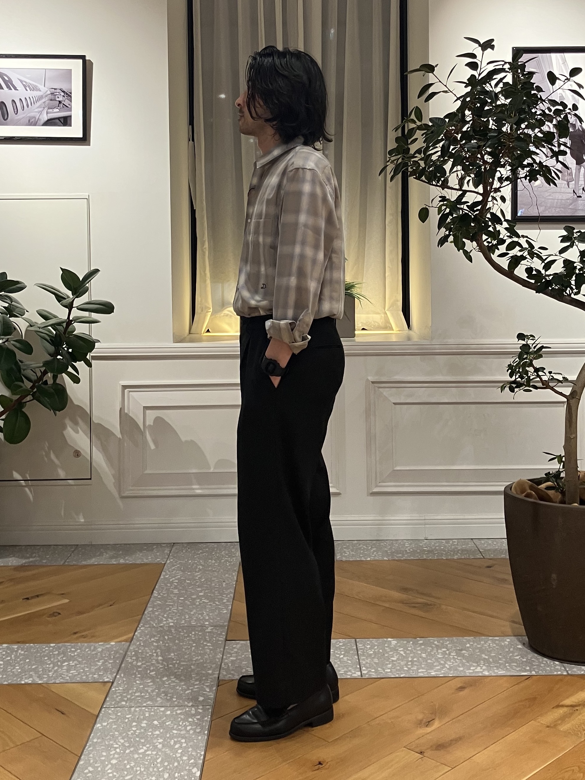 junyaさんの「DRESSTERIOR｜【日本製】オンブレーチェックシャツ」を使ったコーディネート