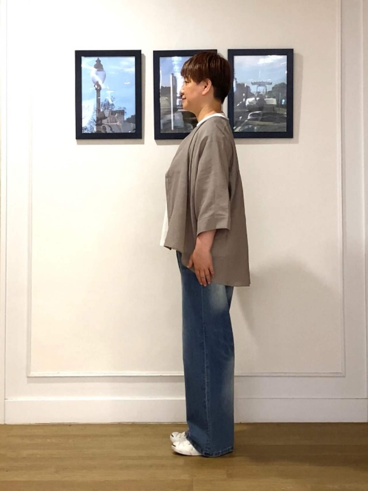 Hiroさんの「Dessin｜【秋羽織り/洗える】ドルマンスリーブ 6分袖シアーシャツブルゾン」を使ったコーディネート