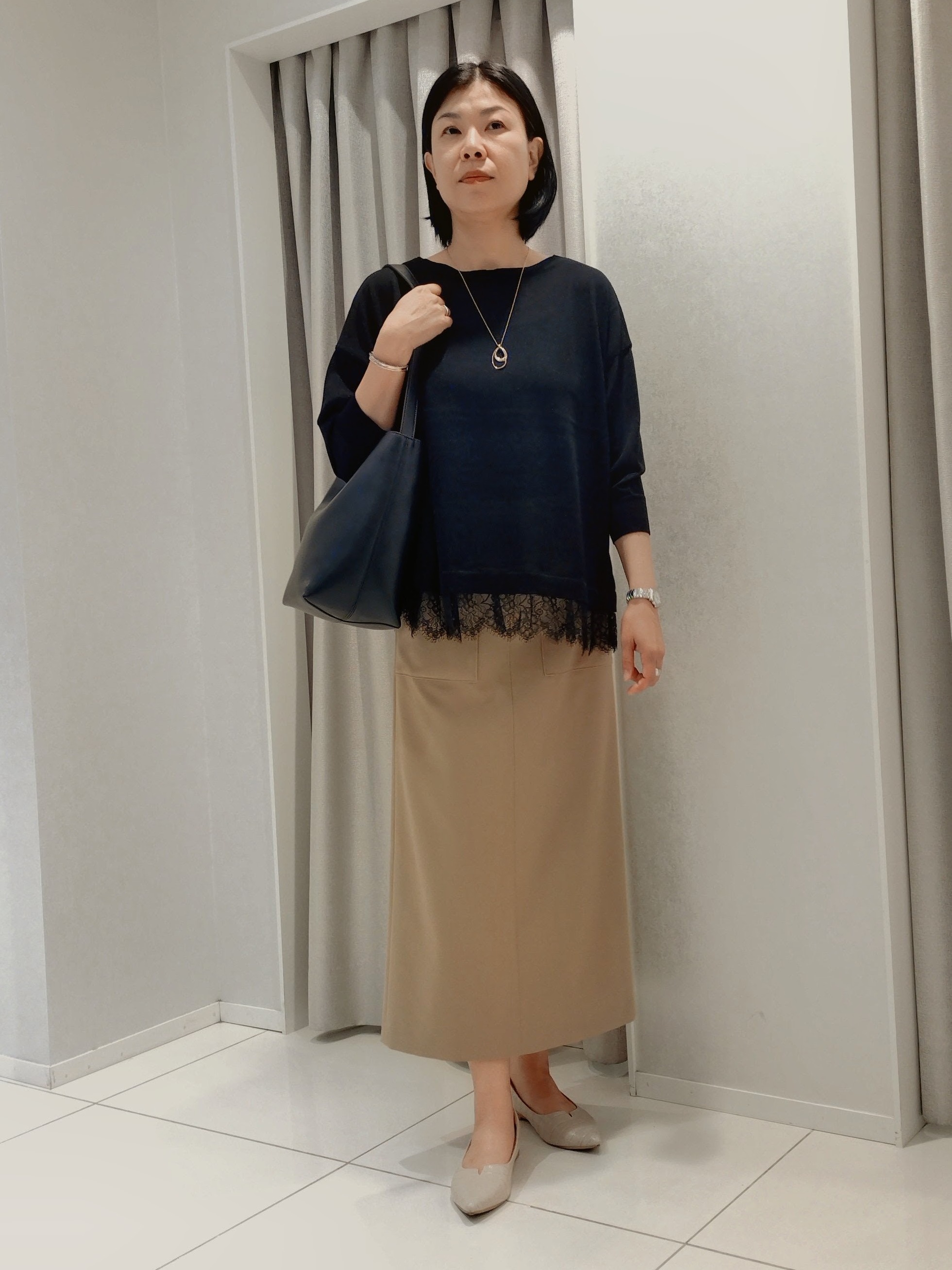WATAさんの「UNTITLED｜レースドッキングニットプルオーバー」を使ったコーディネート