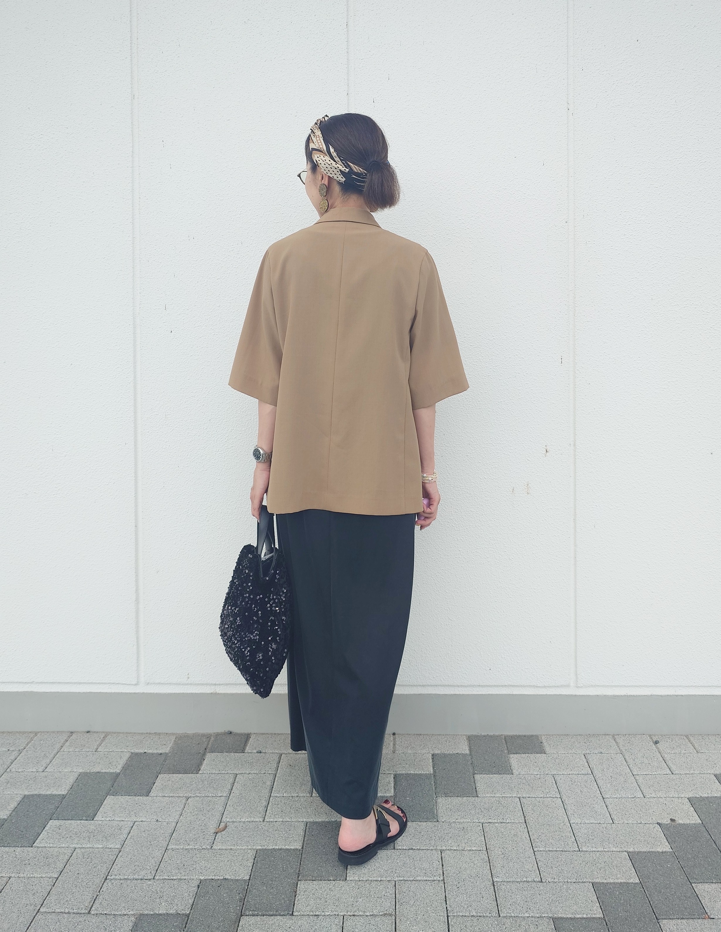 MUTSUKOさんの「UNTITLED｜【秋の通勤羽織/セットアップ可/UVカット】エアリークール半袖ジャケット」を使ったコーディネート