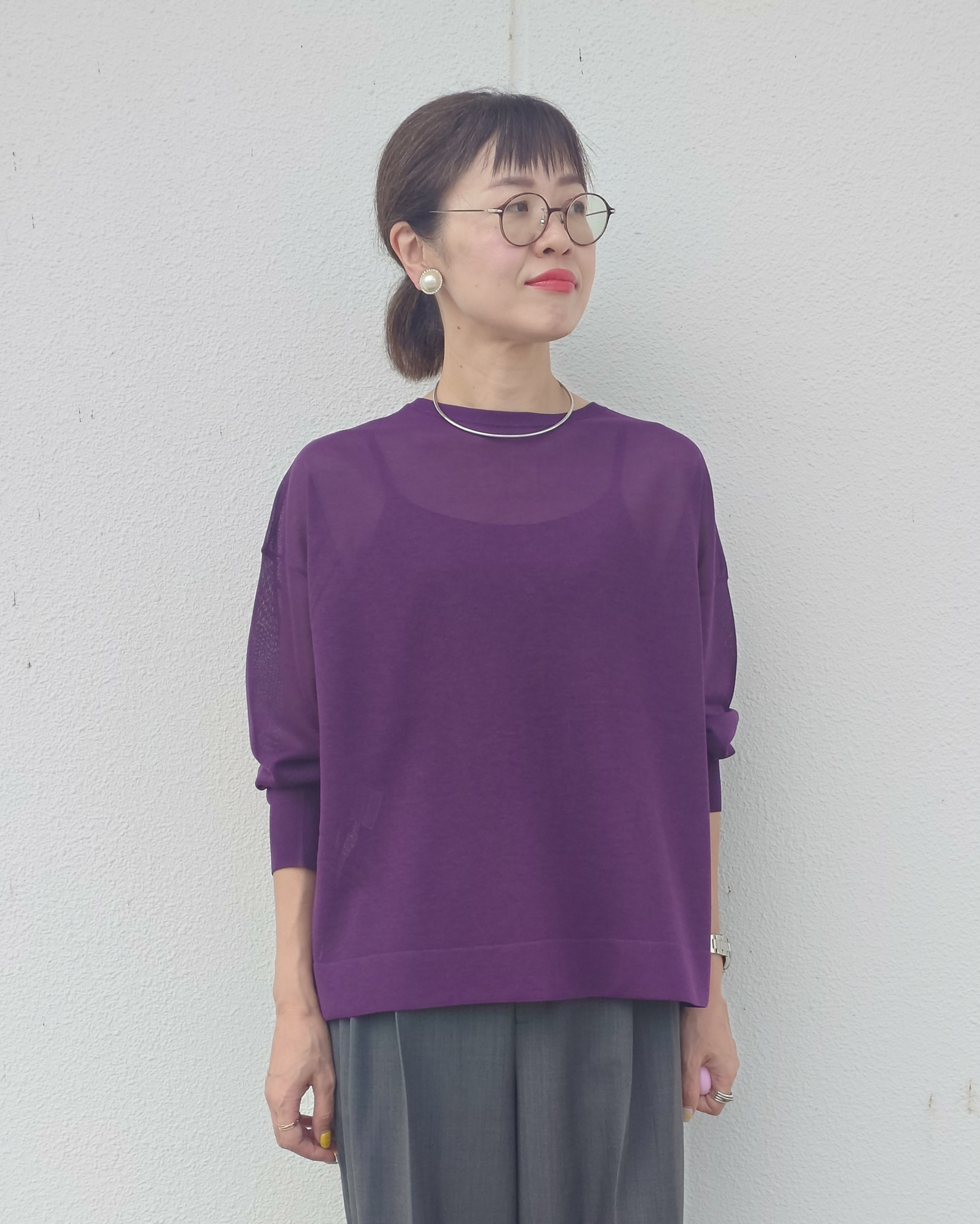 MUTSUKOさんの「UNTITLED｜【アンサンブル可/秋羽織り/シアー】前後2WAYカーディガン」を使ったコーディネート