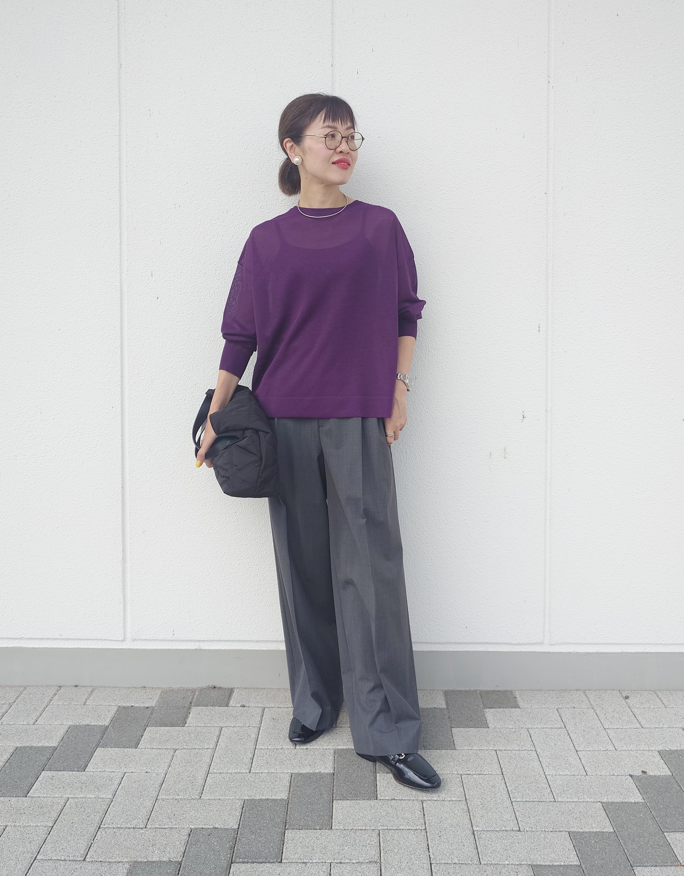 MUTSUKOさんの「UNTITLED｜【アンサンブル可/秋羽織り/シアー】前後2WAYカーディガン」を使ったコーディネート