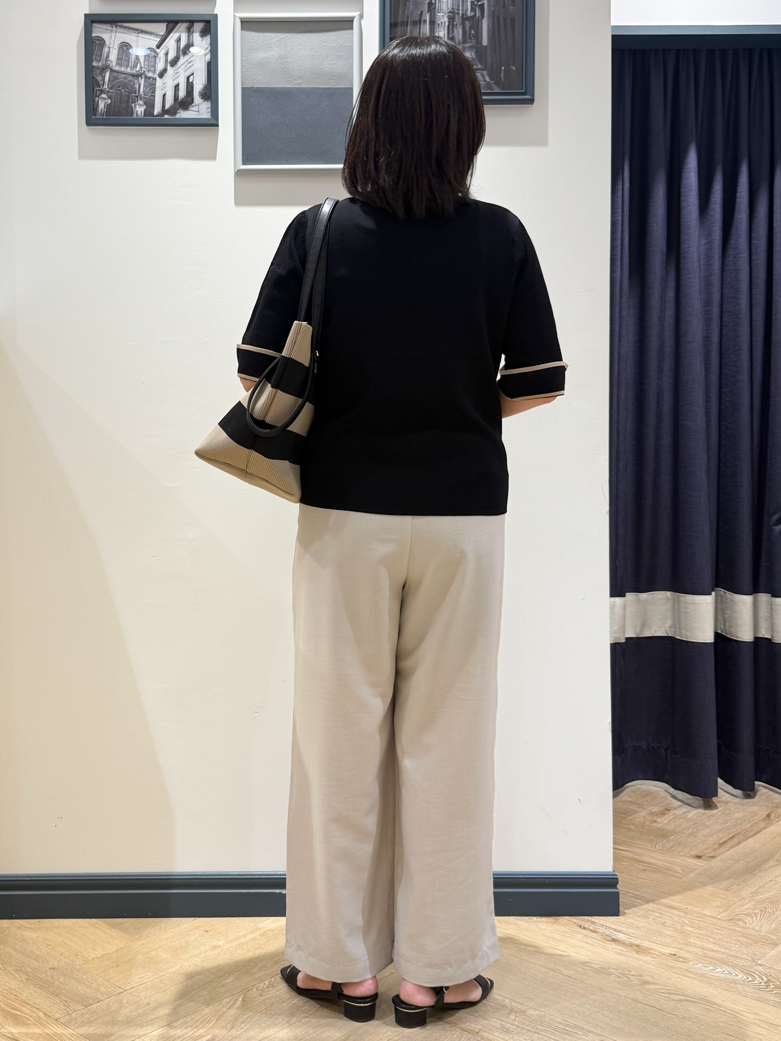 Lilyさんの「grove｜新色追加！【シリーズ累計36万枚/名品ニット】やわらかドライタッチ 袖メッシュ編みニット」を使ったコーディネート