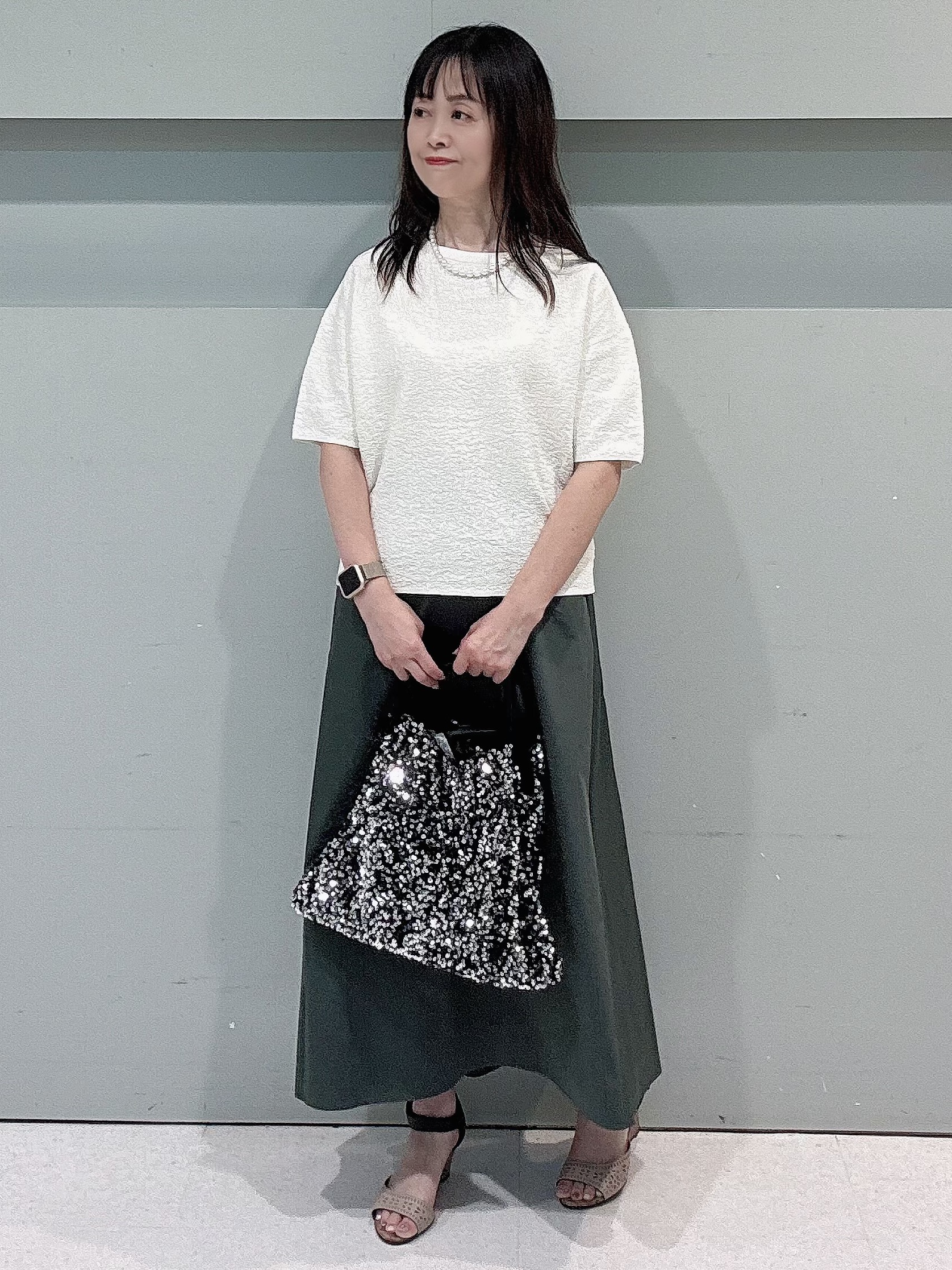 makiさんの「UNTITLED｜【セットアップ可/ストレッチ性】ドライタッチニットプルオーバー」を使ったコーディネート