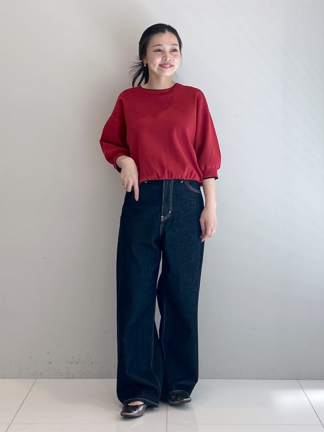 Kaiさんの「Dessin｜【高レビュー/UVカット/洗濯機OK】6分袖配色ニット」を使ったコーディネート