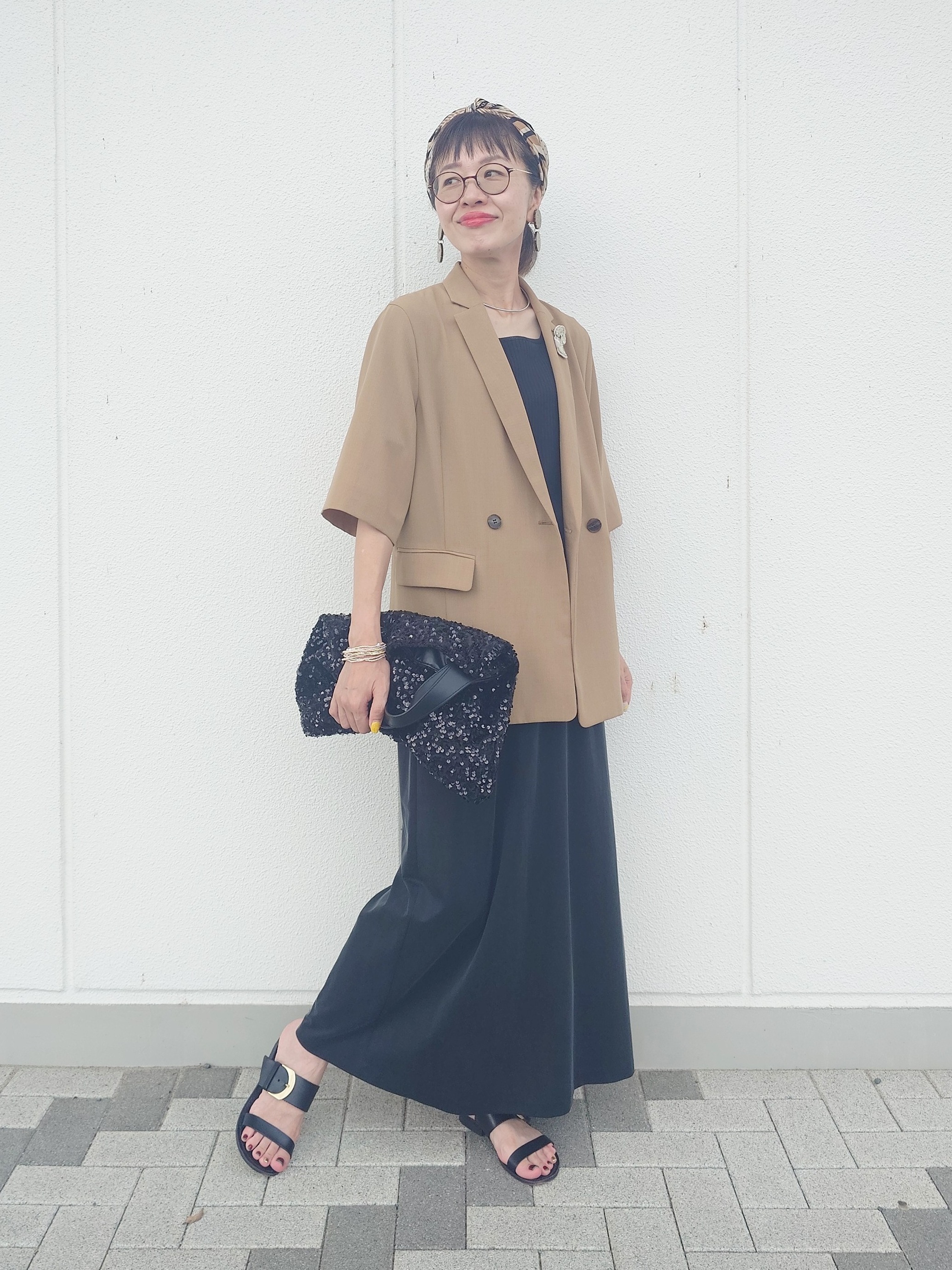 MUTSUKOさんの「UNTITLED｜【秋の通勤羽織/セットアップ可/UVカット】エアリークール半袖ジャケット」を使ったコーディネート