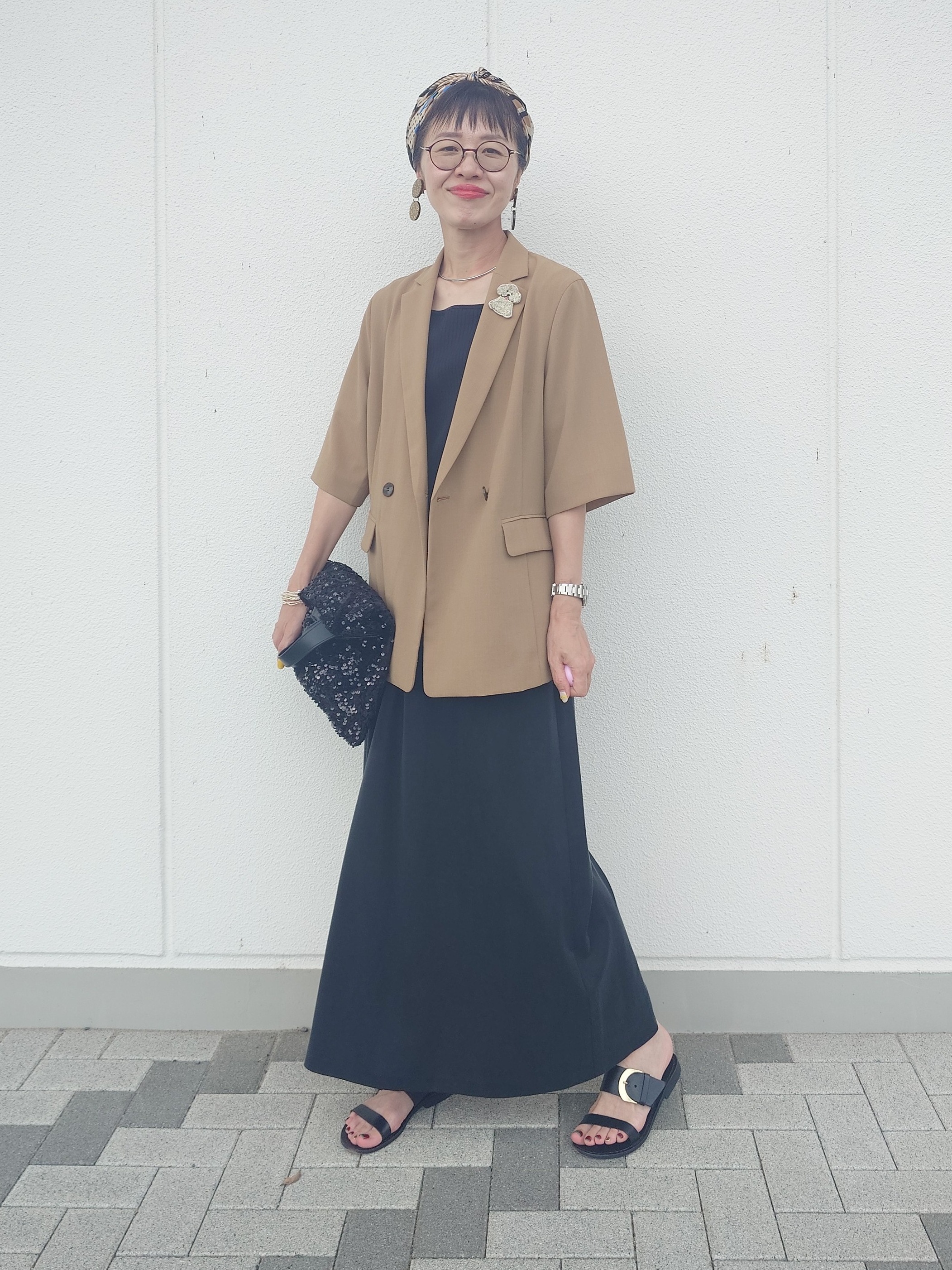 MUTSUKOさんの「UNTITLED｜【秋の通勤羽織/セットアップ可/UVカット】エアリークール半袖ジャケット」を使ったコーディネート