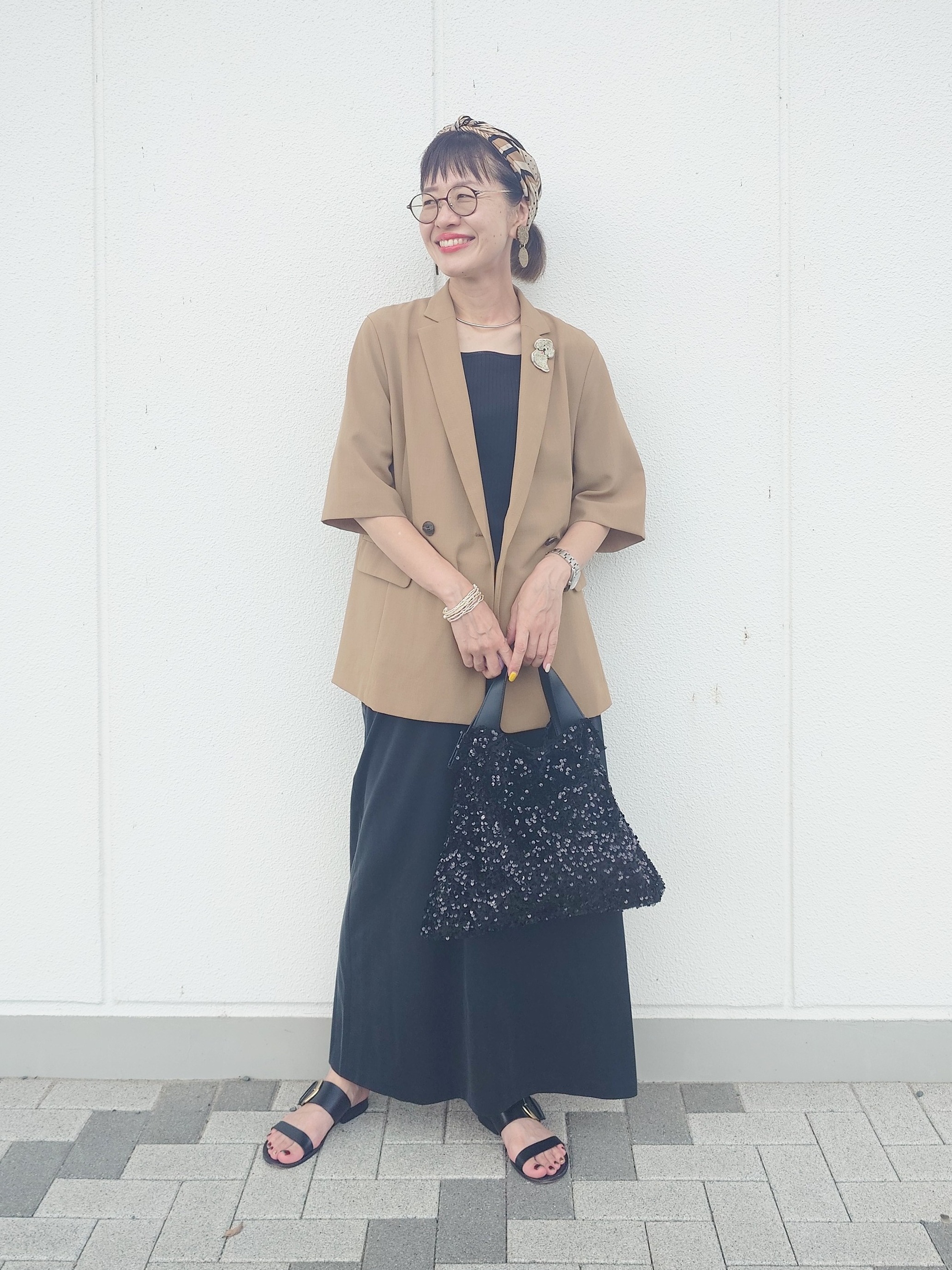 MUTSUKOさんの「UNTITLED｜【秋の通勤羽織/セットアップ可/UVカット】エアリークール半袖ジャケット」を使ったコーディネート