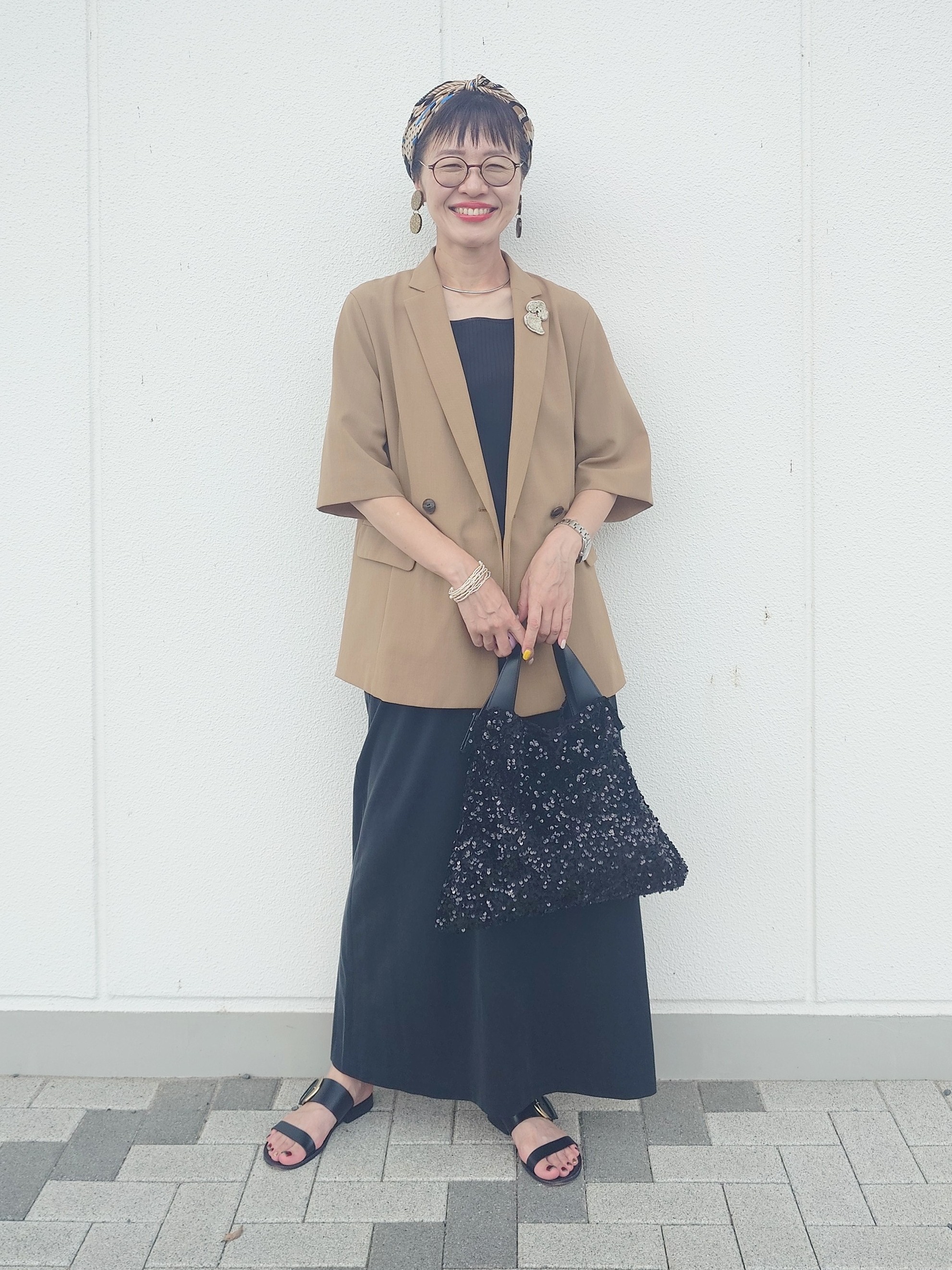 MUTSUKOさんの「UNTITLED｜【秋の通勤羽織/セットアップ可/UVカット】エアリークール半袖ジャケット」を使ったコーディネート