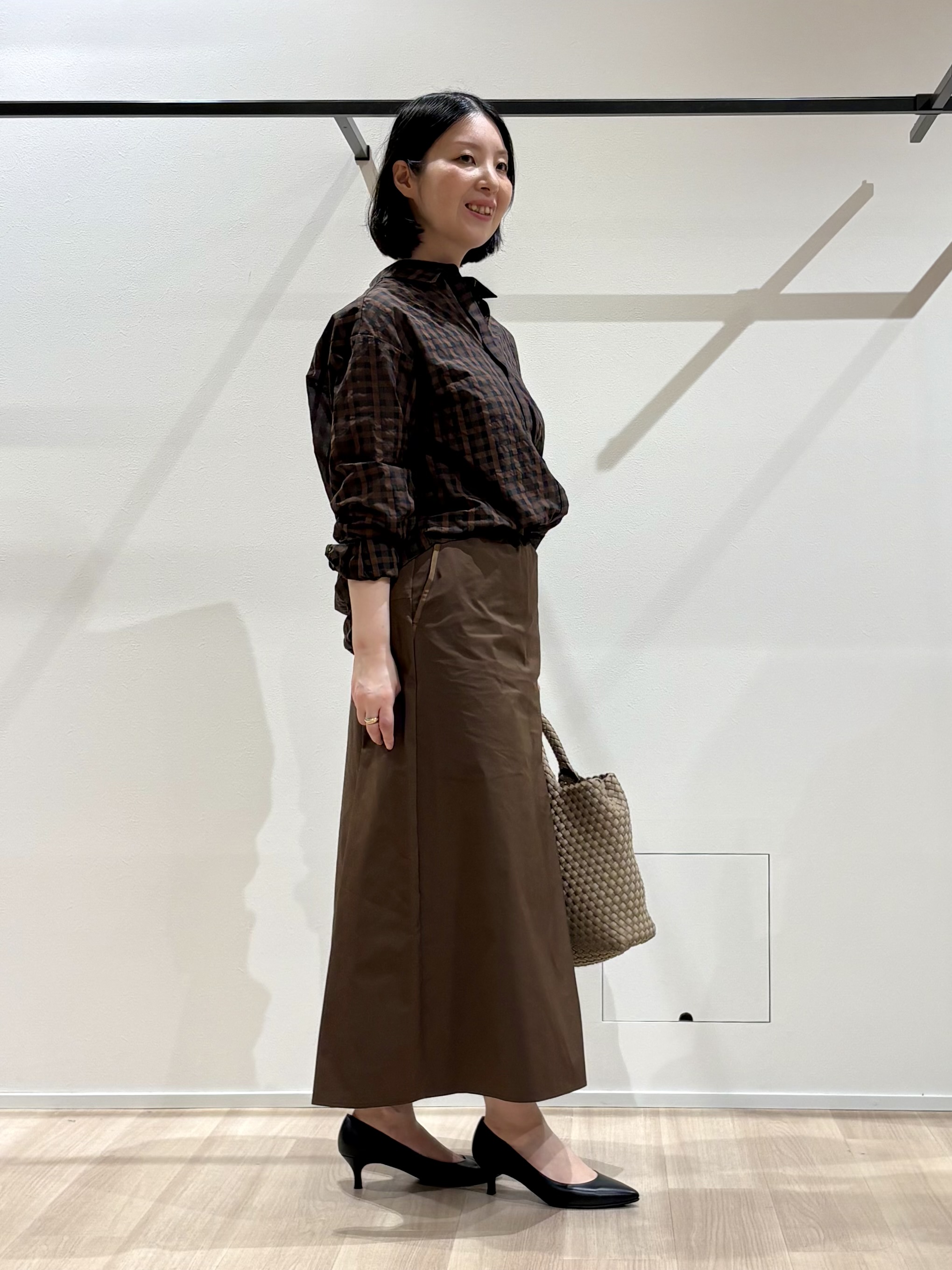 yさんの「UNTITLED｜【秋映え/羽織り】シアーチェックシャツブラウス」を使ったコーディネート