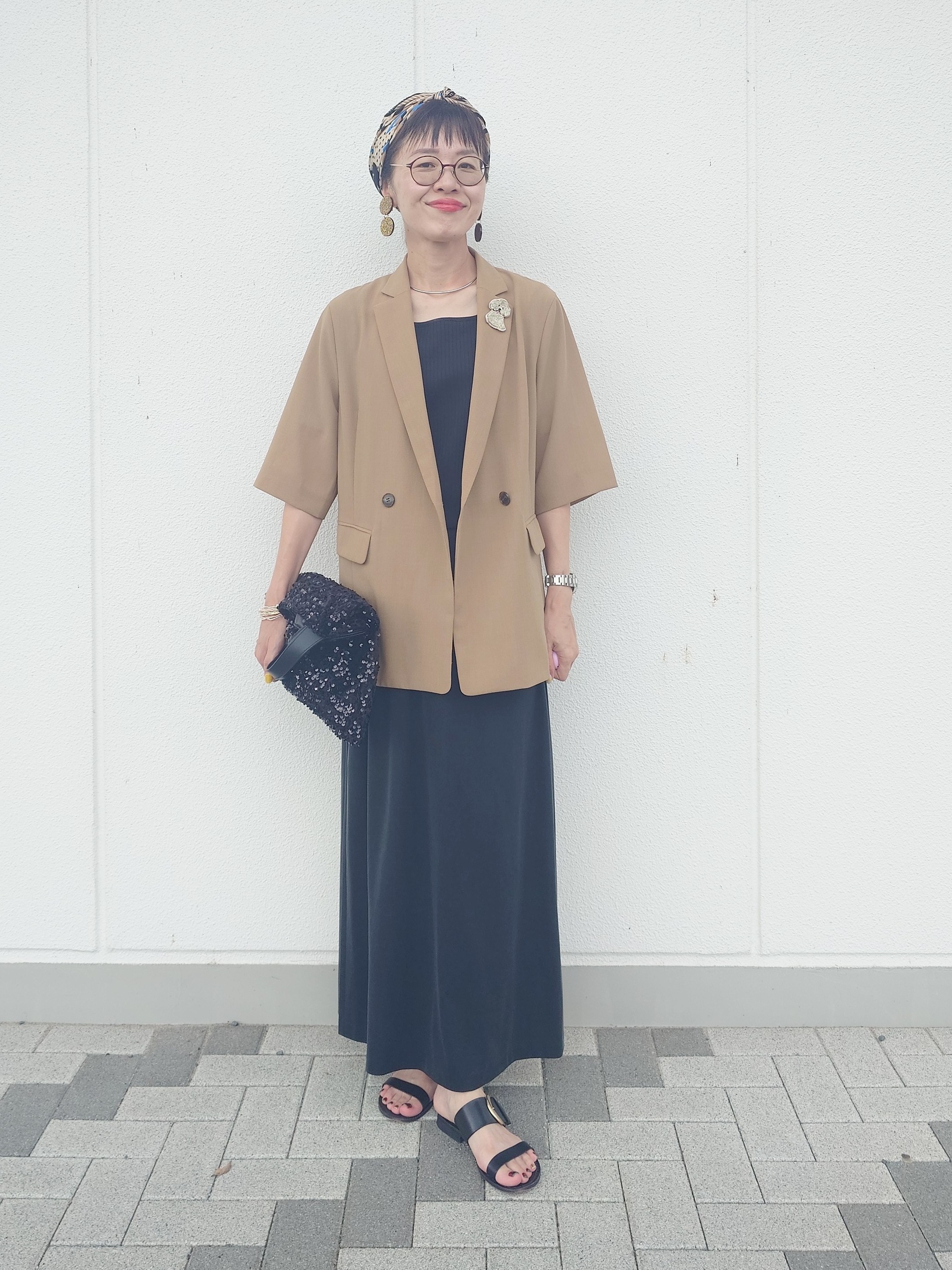 MUTSUKOさんの「UNTITLED｜【秋の通勤羽織/セットアップ可/UVカット】エアリークール半袖ジャケット」を使ったコーディネート