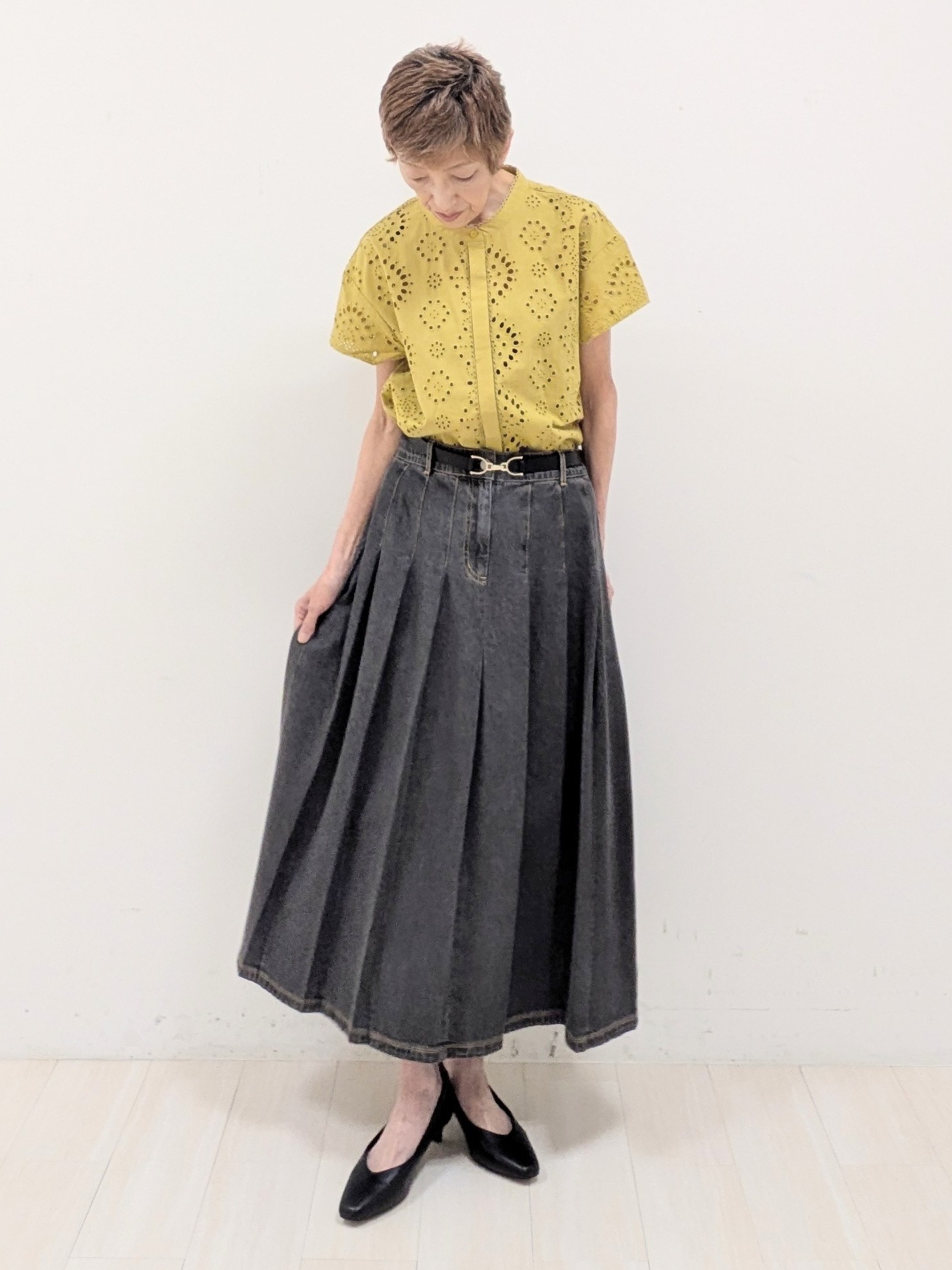sachiさんの「Reflect｜【通勤◎】カットワーク刺繍レース シャツブラウス」を使ったコーディネート