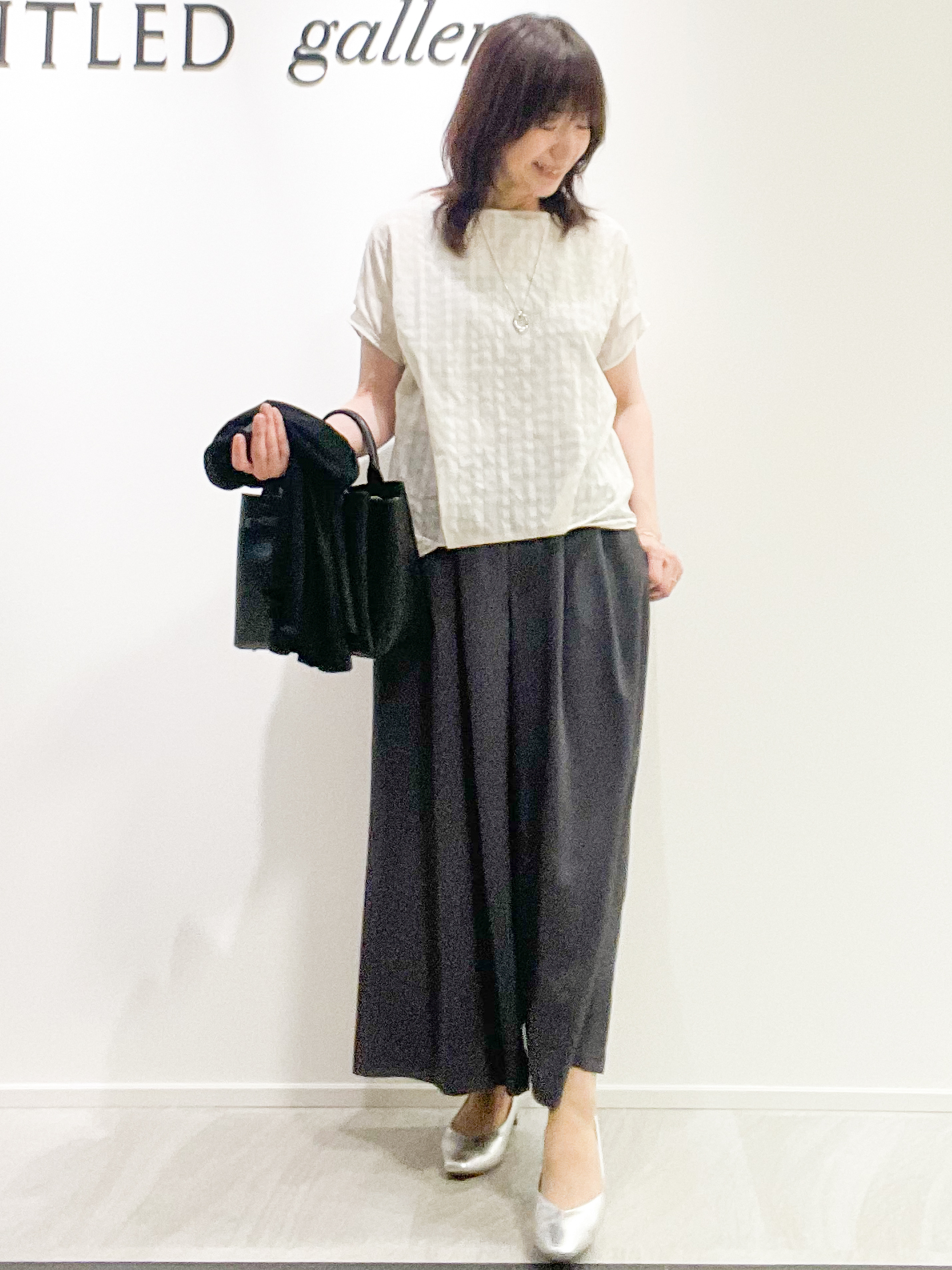 めいさんの「UNTITLED｜【秋めきシャツ/体型カバー】シアーチェックブラウス」を使ったコーディネート