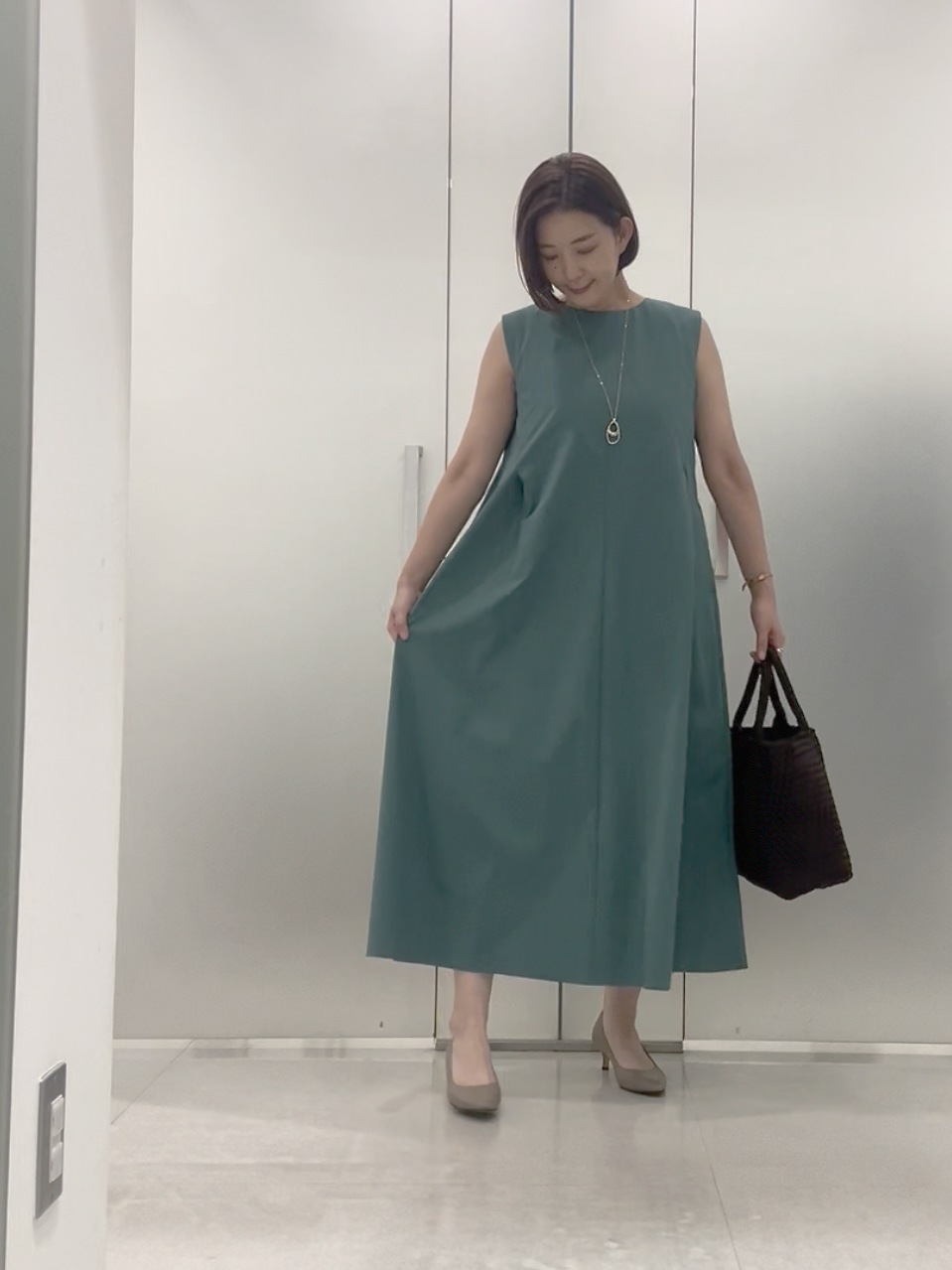 まどかさんの「UNTITLED｜【残暑も快適/接触冷感/UVカット/吸水速乾】Aラインロングワンピース」を使ったコーディネート