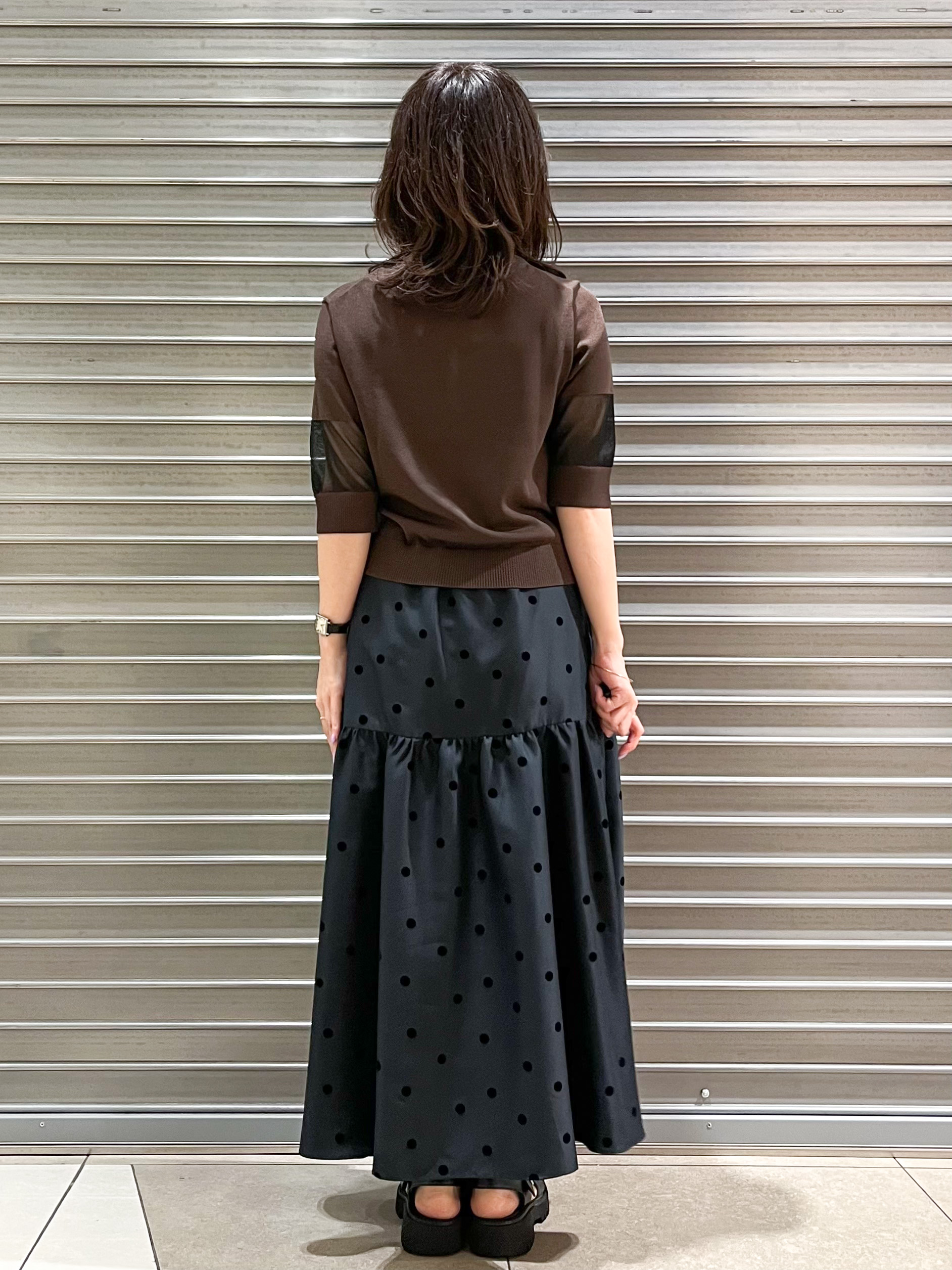 じゅんさんの「DRESSTERIOR｜【日本製/シアー素材】ウォッシャブルニット ハーフスリーブプルオーバー」を使ったコーディネート