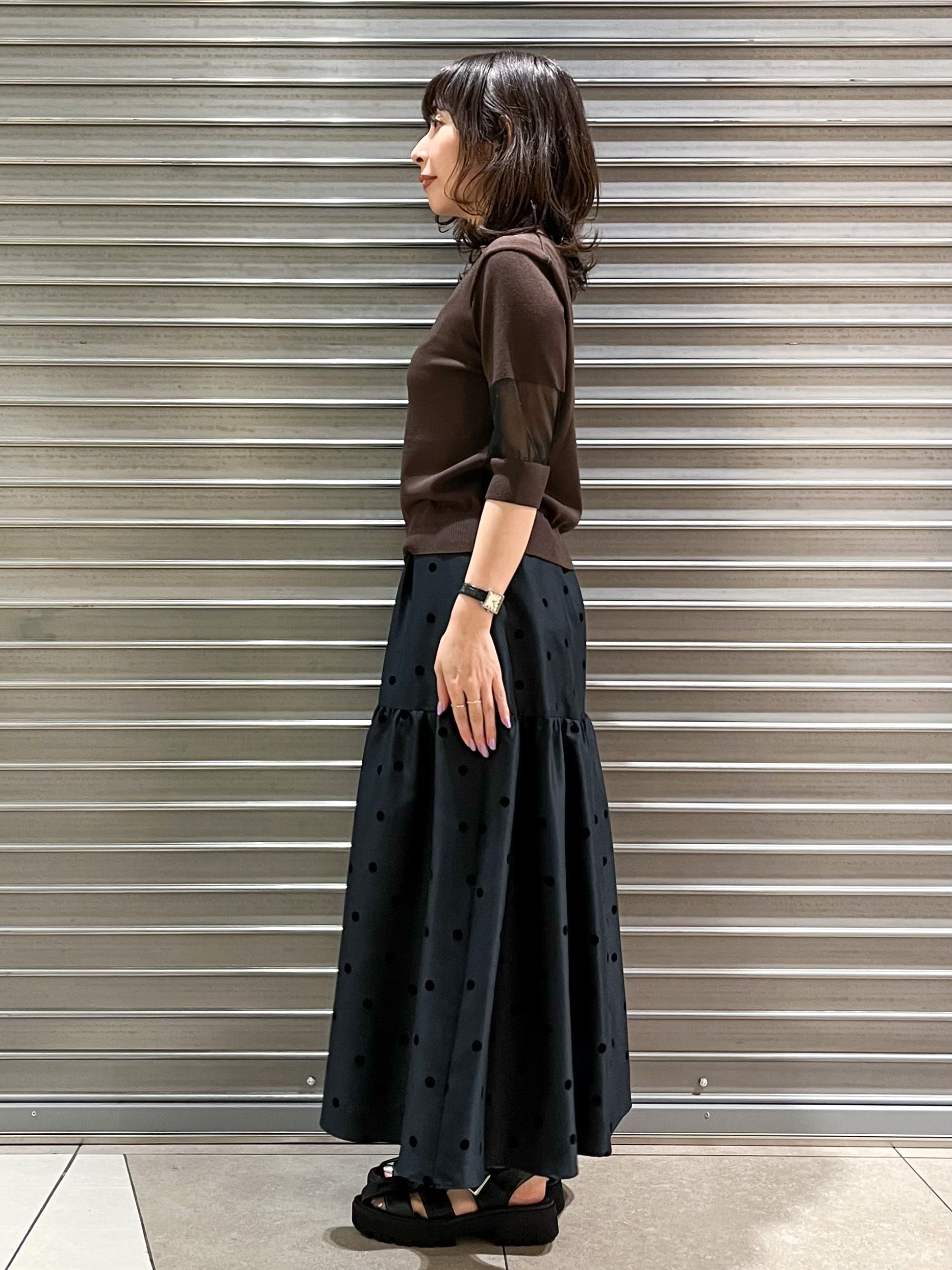 じゅんさんの「DRESSTERIOR｜【日本製/シアー素材】ウォッシャブルニット ハーフスリーブプルオーバー」を使ったコーディネート