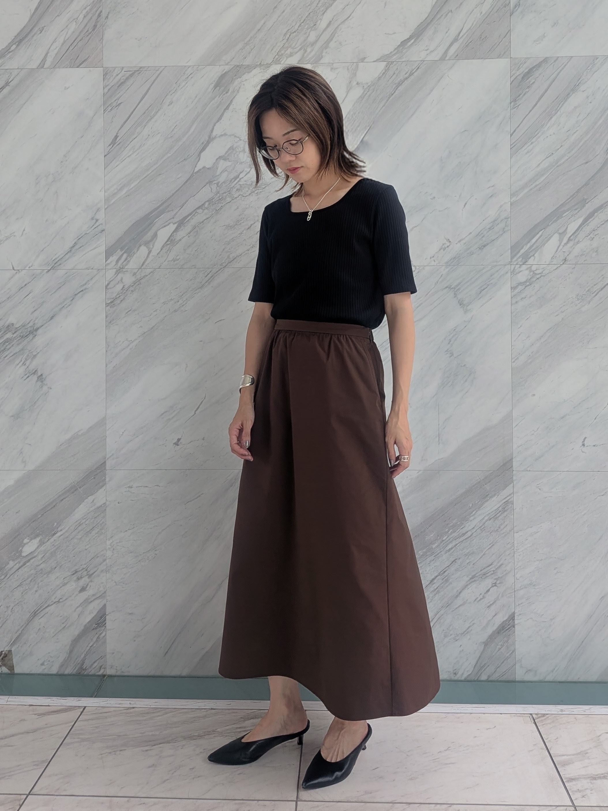 Aさんの「UNTITLED｜【二の腕カバー】スクエアネックテレコプルオーバー」を使ったコーディネート