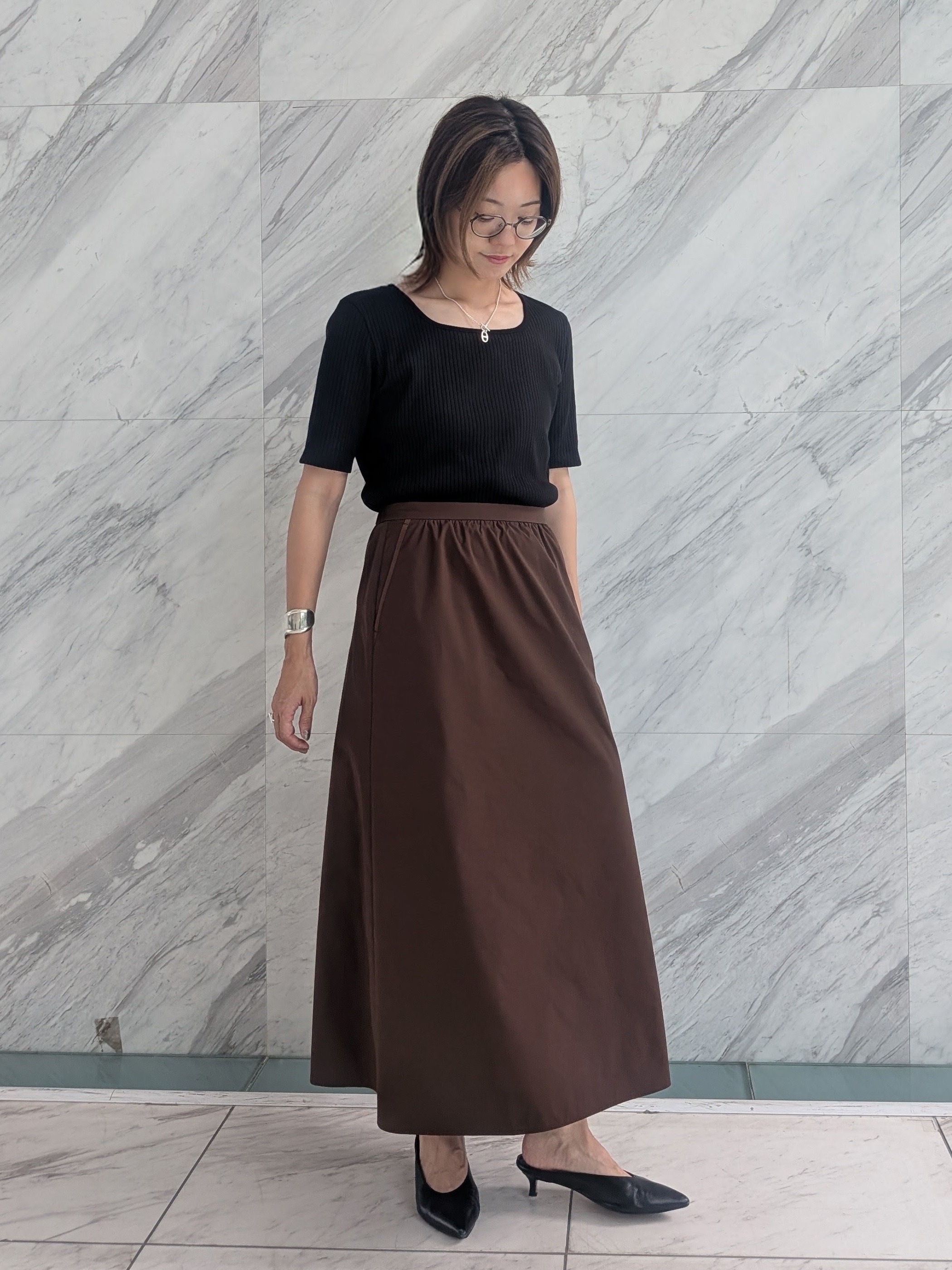 Aさんの「UNTITLED｜【二の腕カバー】スクエアネックテレコプルオーバー」を使ったコーディネート