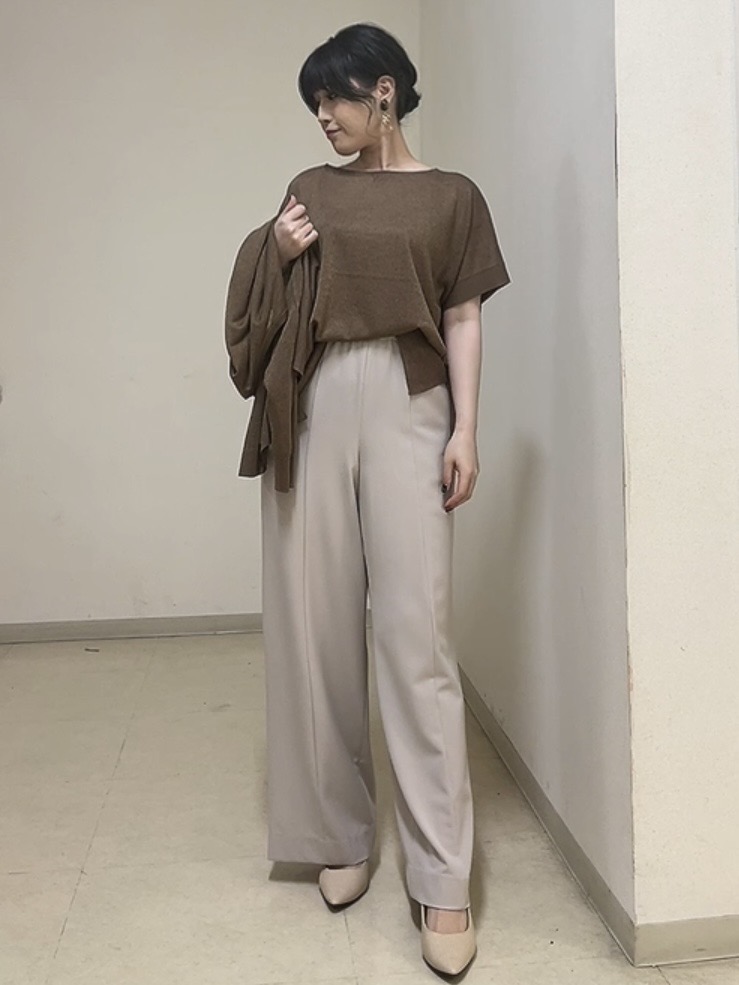 watanabeさんの「UNTITLED｜【アンサンブル可/秋羽織り/シアー】前後2WAYカーディガン」を使ったコーディネート