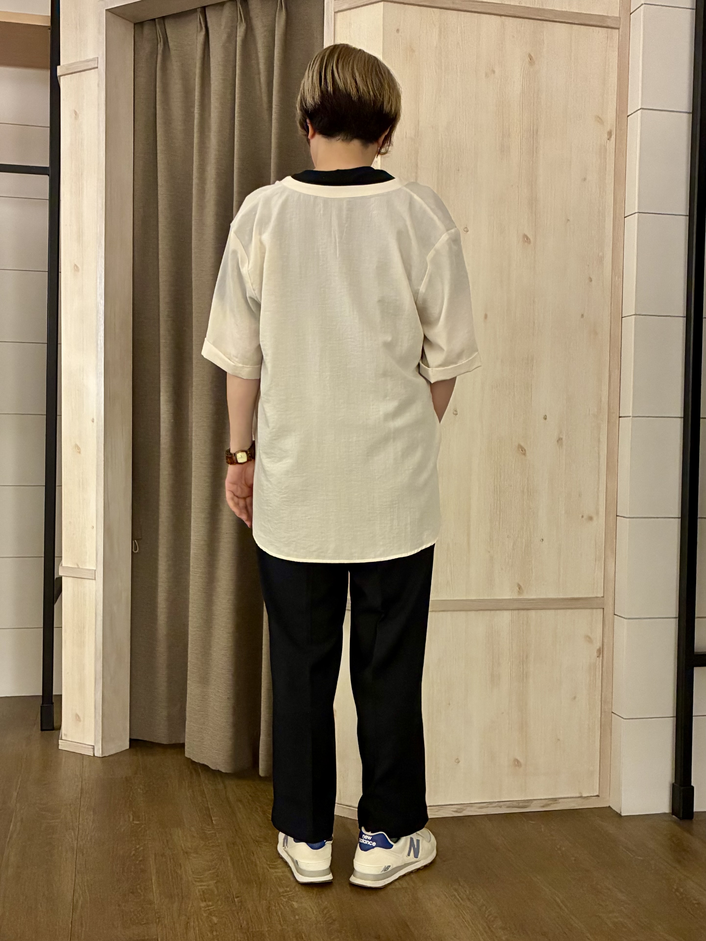 aiさんの「THE SHOP TK｜【M-XL/秋始めにちょうどいい】細見え5分袖Wポケットシャツ」を使ったコーディネート